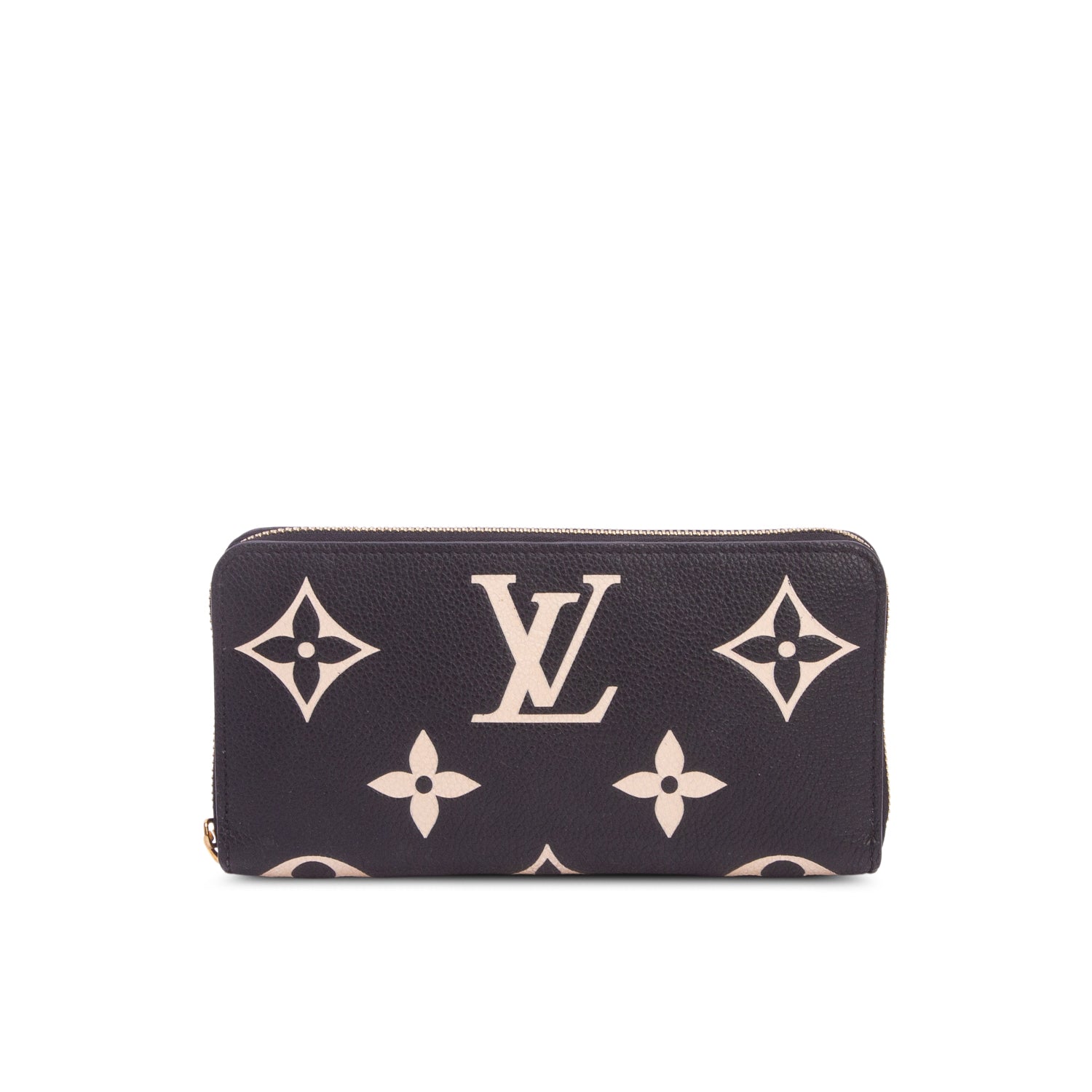 Louis Vuitton Black Beige Monogram Giant Bicolor Empreinte Leather Zippy Wallet