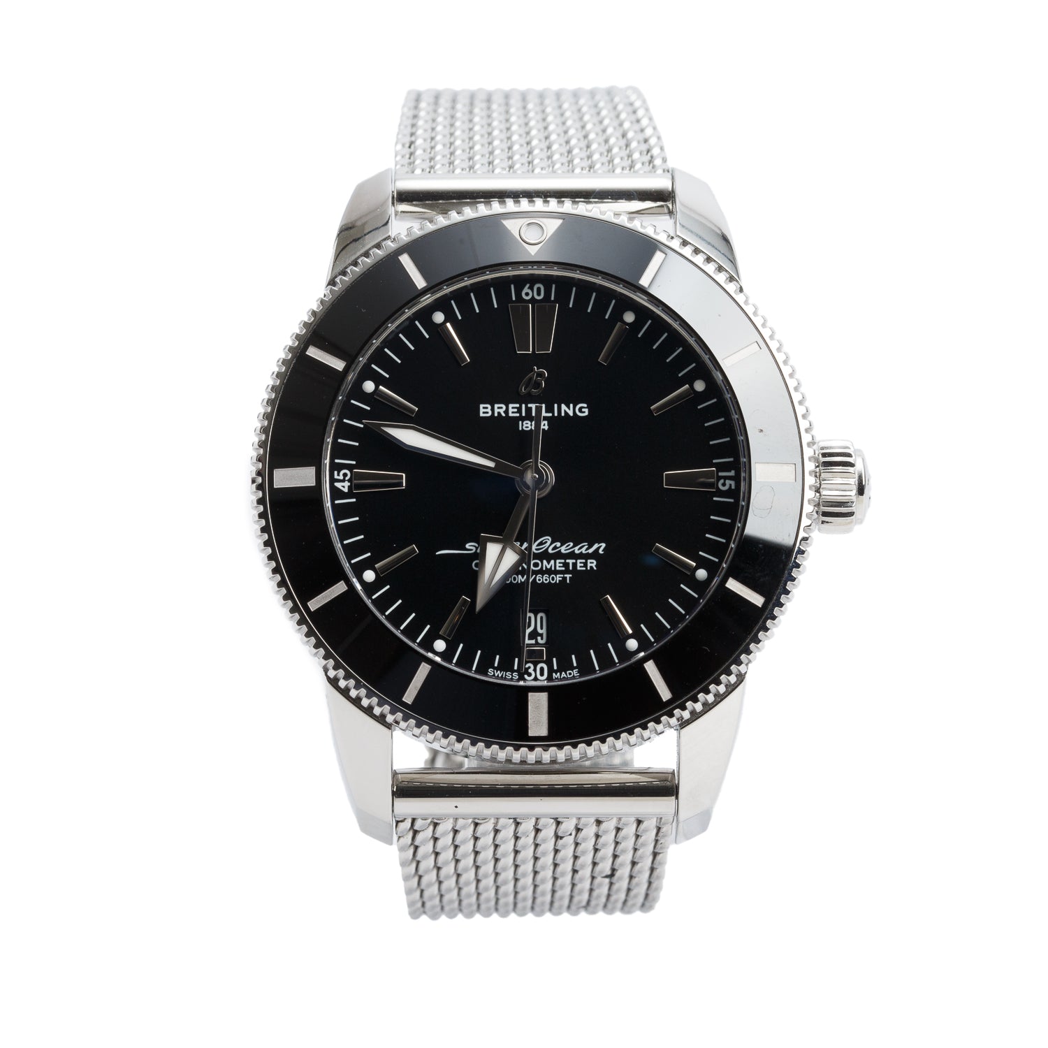 Breitling Stainless Steel Superocean Heritage II B20 44 MM Automatic Watch Black Dial AB2030