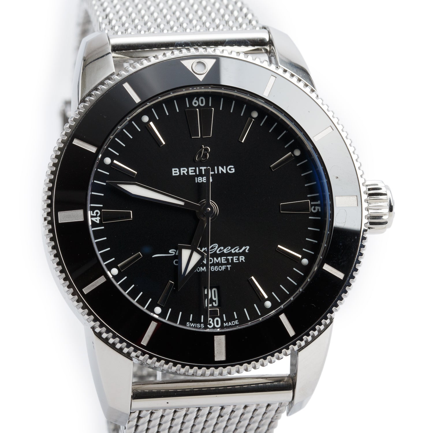 Breitling Stainless Steel Superocean Heritage II B20 44 MM Automatic Watch Black Dial AB2030