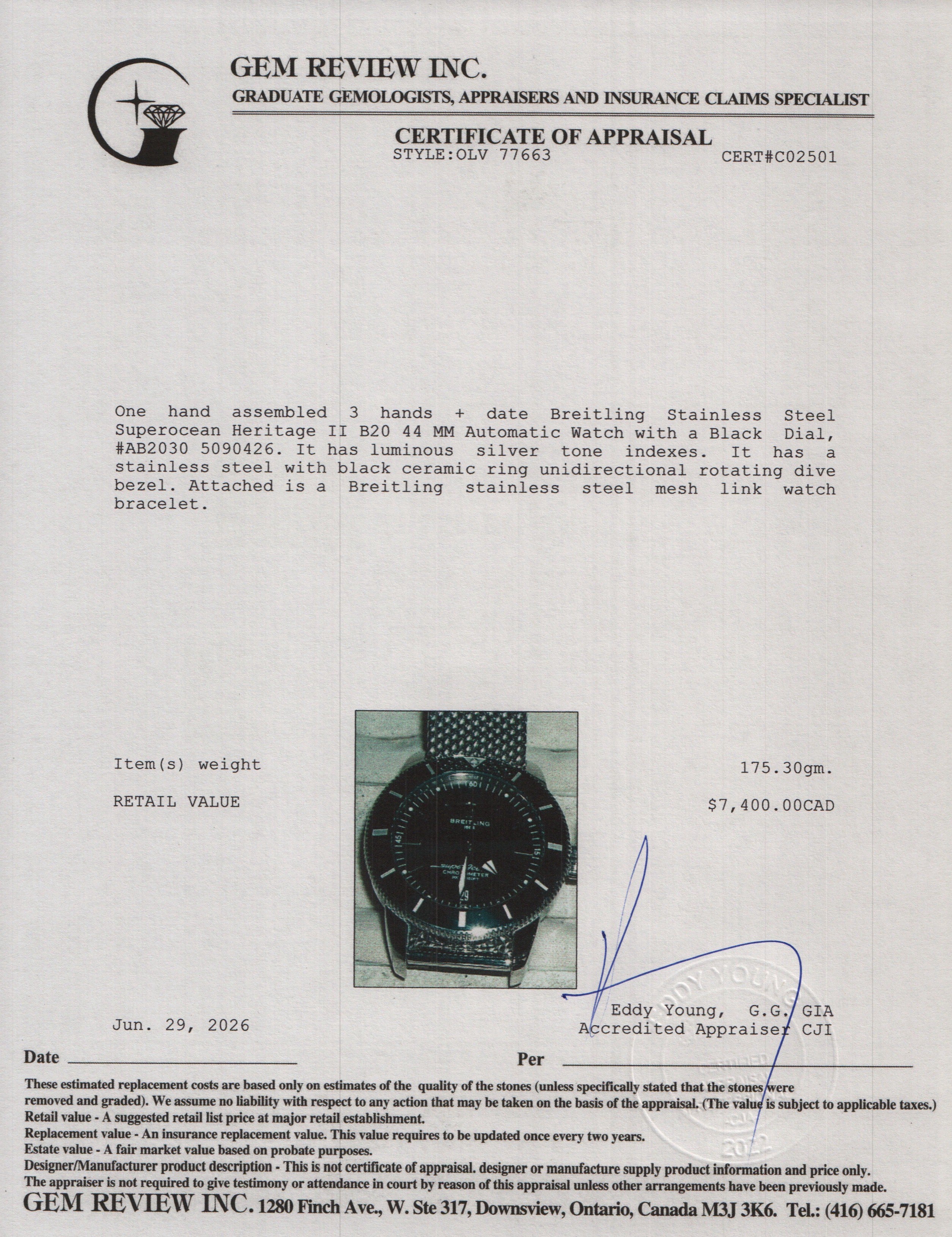 Breitling Stainless Steel Superocean Heritage II B20 44 MM Automatic Watch Black Dial AB2030