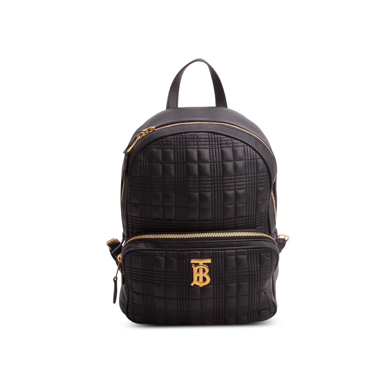Burberry Black Quilted Leather TB Zip Pocket Backpack