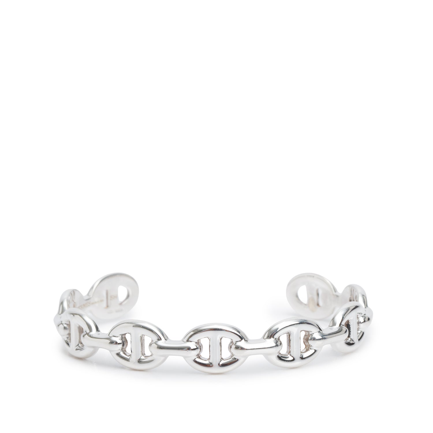 Hermes Sterling Silver Chaine D'Ancre Enchainee Cuff Bracelet, Medium Model w/ Box