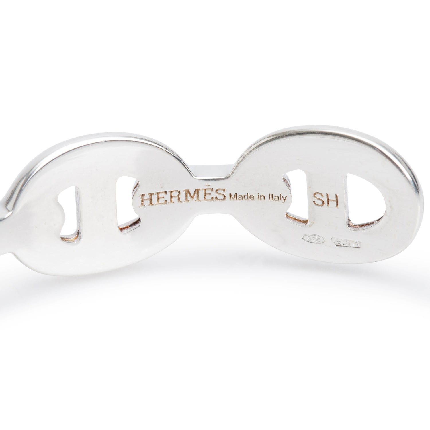 Hermes Sterling Silver Chaine D'Ancre Enchainee Cuff Bracelet, Medium Model w/ Box