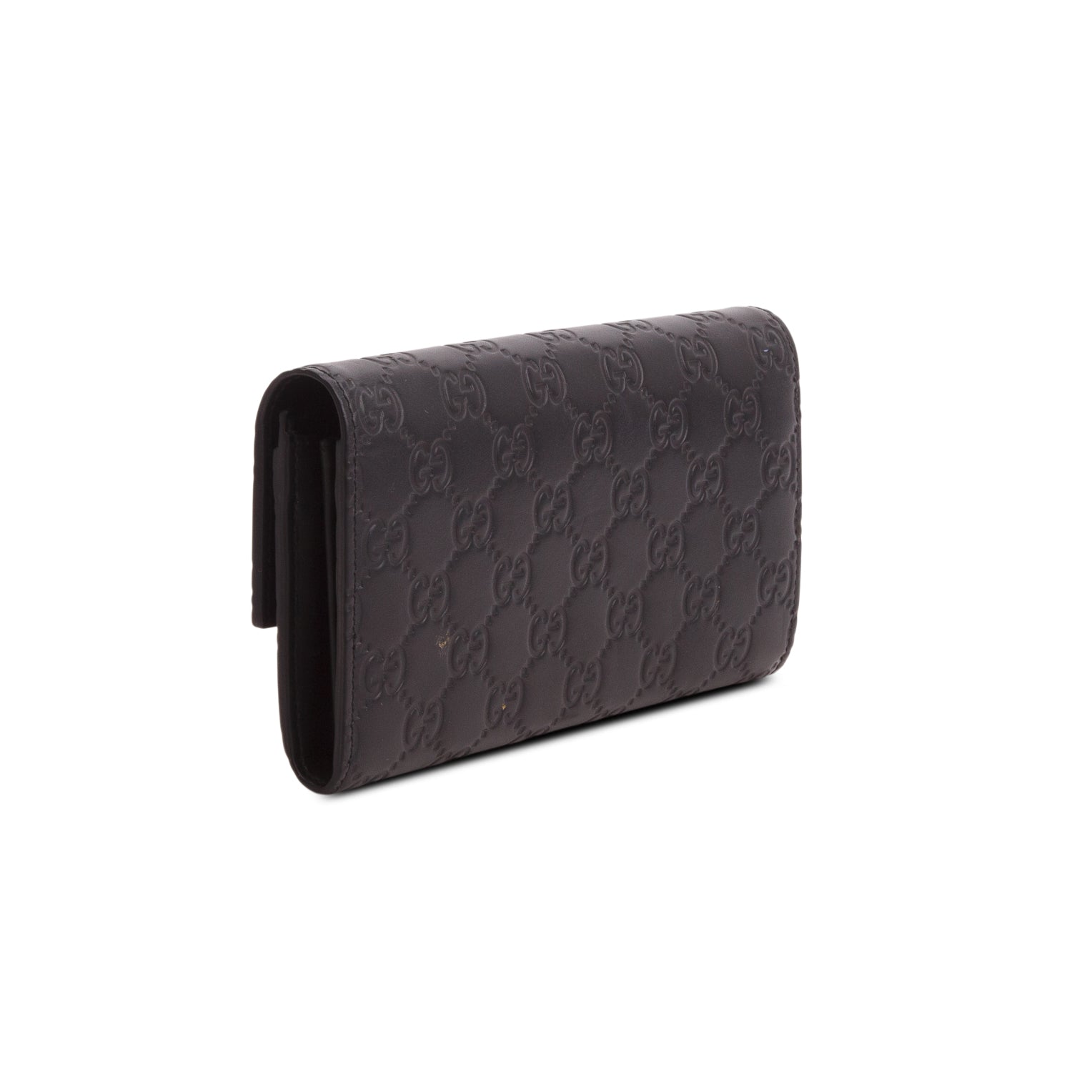 Gucci Black Leather Signature Crystal Cat Continental Flap Wallet w/ Box