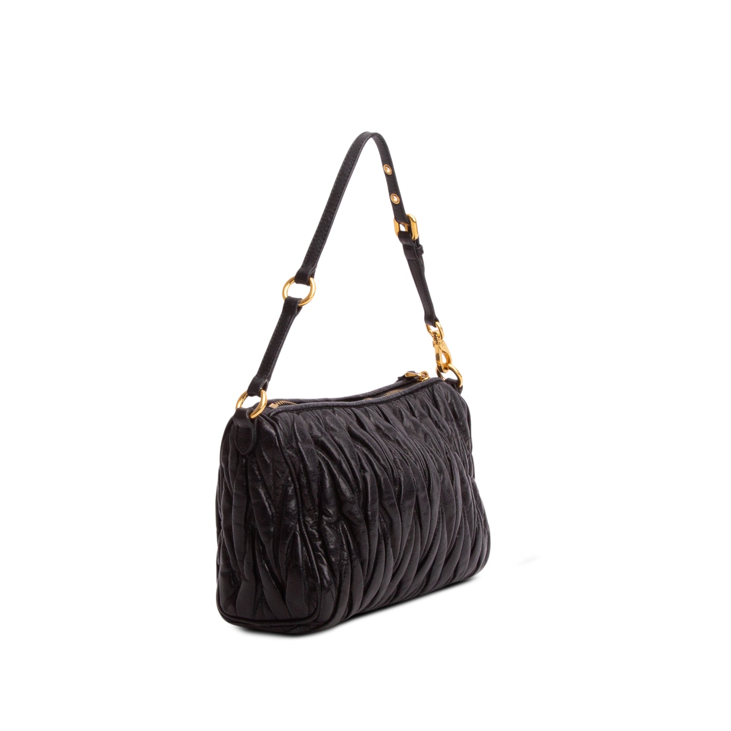 Miu Miu Black Nappa Matelasse Lux Shoulder Bag