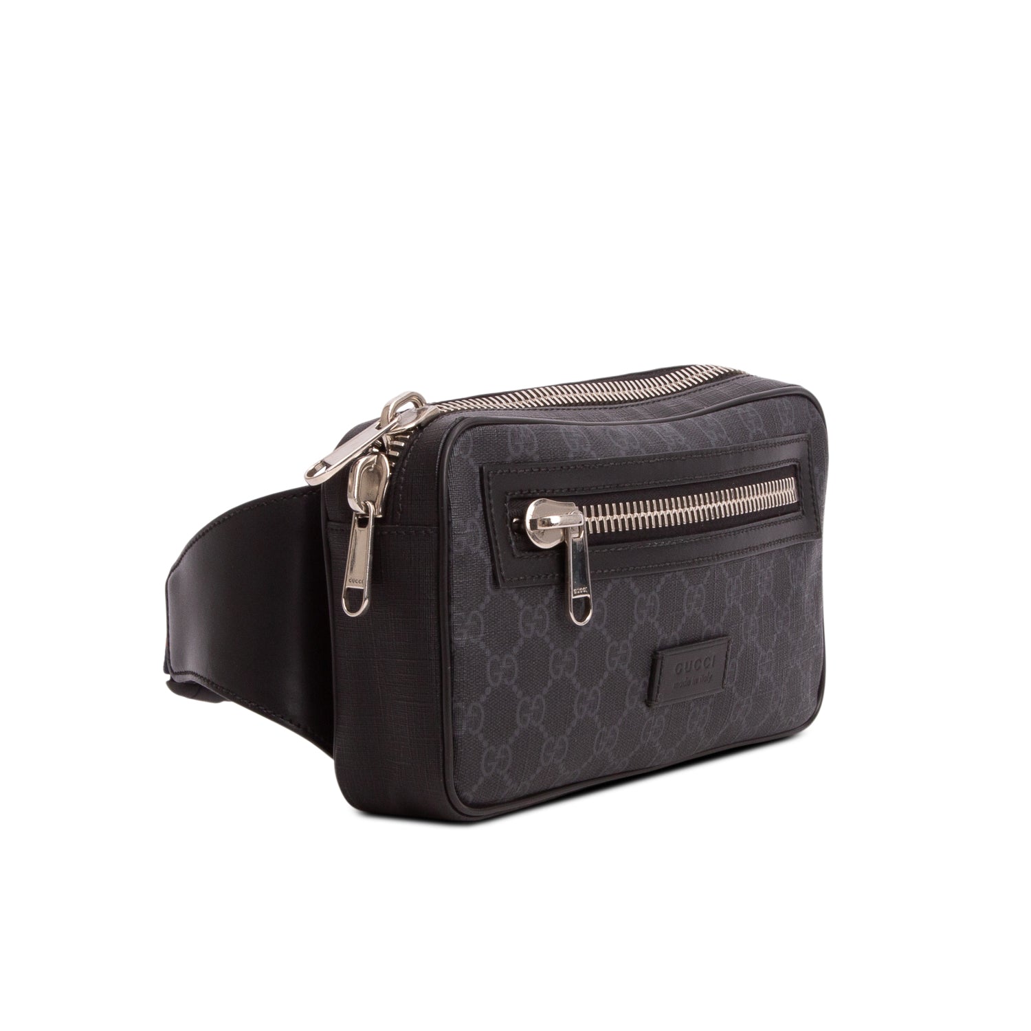 Gucci Black Soft GG Supreme Monogram Web Belt Bag