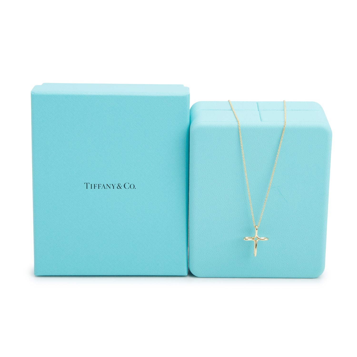 Tiffany & Co. Elsa Peretti 18k Yellow Gold Small Infinity Cross Pendant Necklace w/ Box