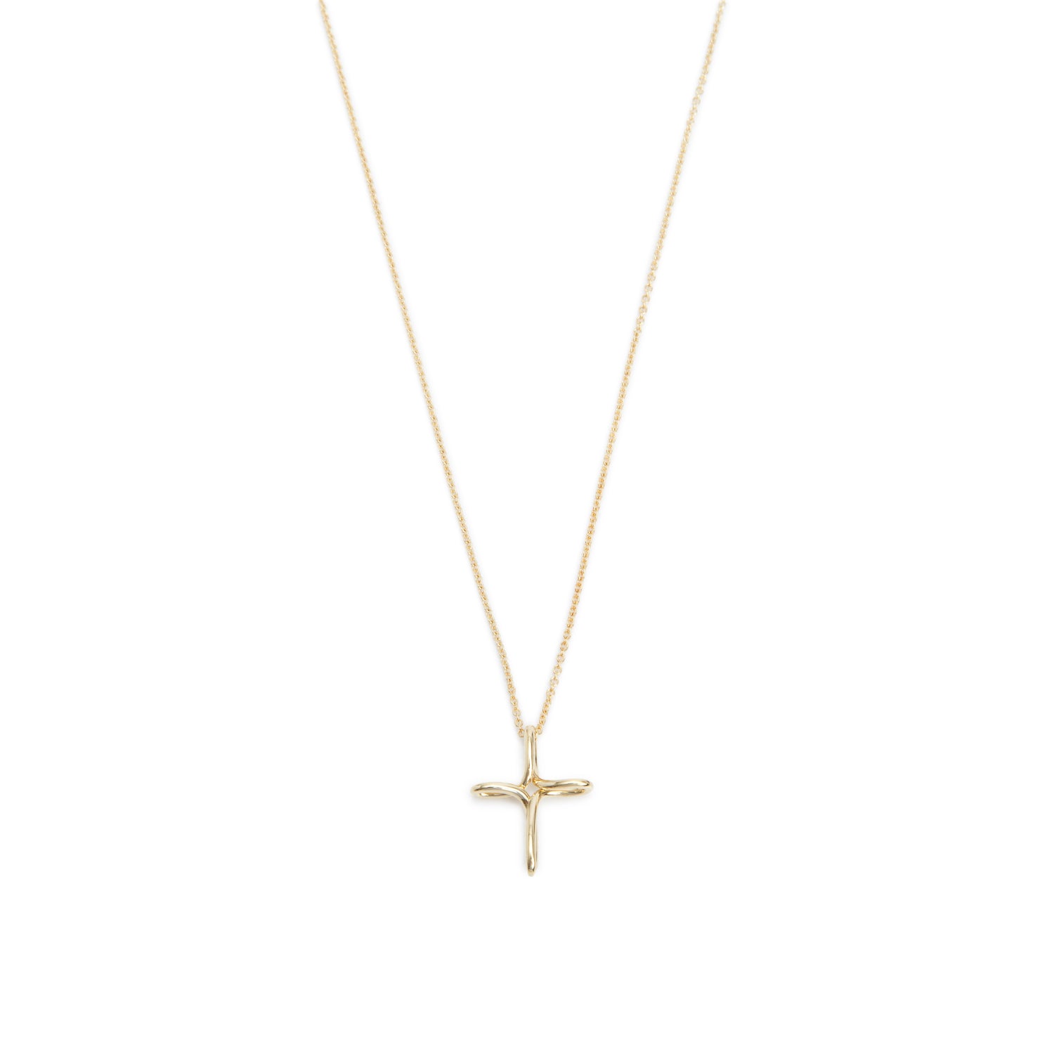 Tiffany & Co. Elsa Peretti 18k Yellow Gold Small Infinity Cross Pendant Necklace w/ Box