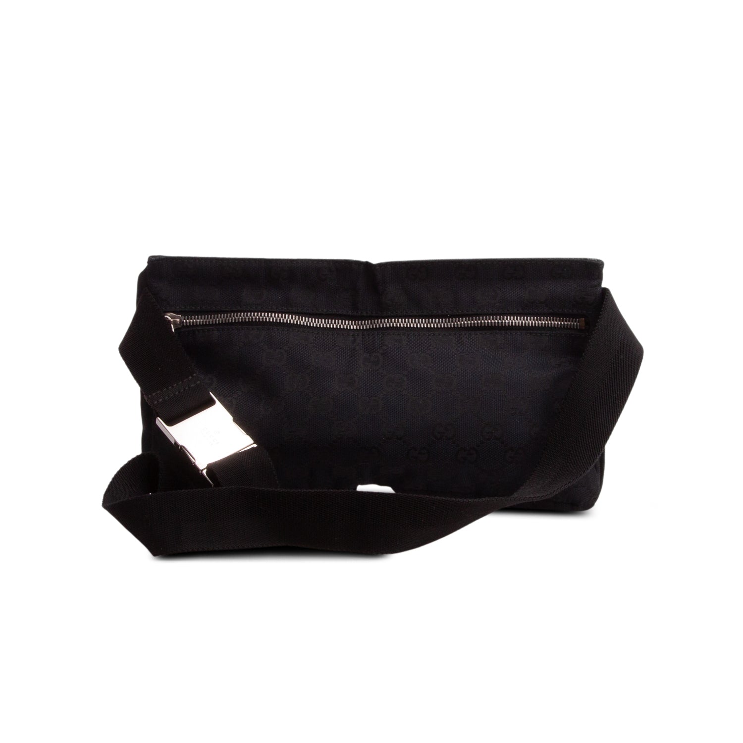 Gucci Black GG Canvas Double Pocket Belt Bag