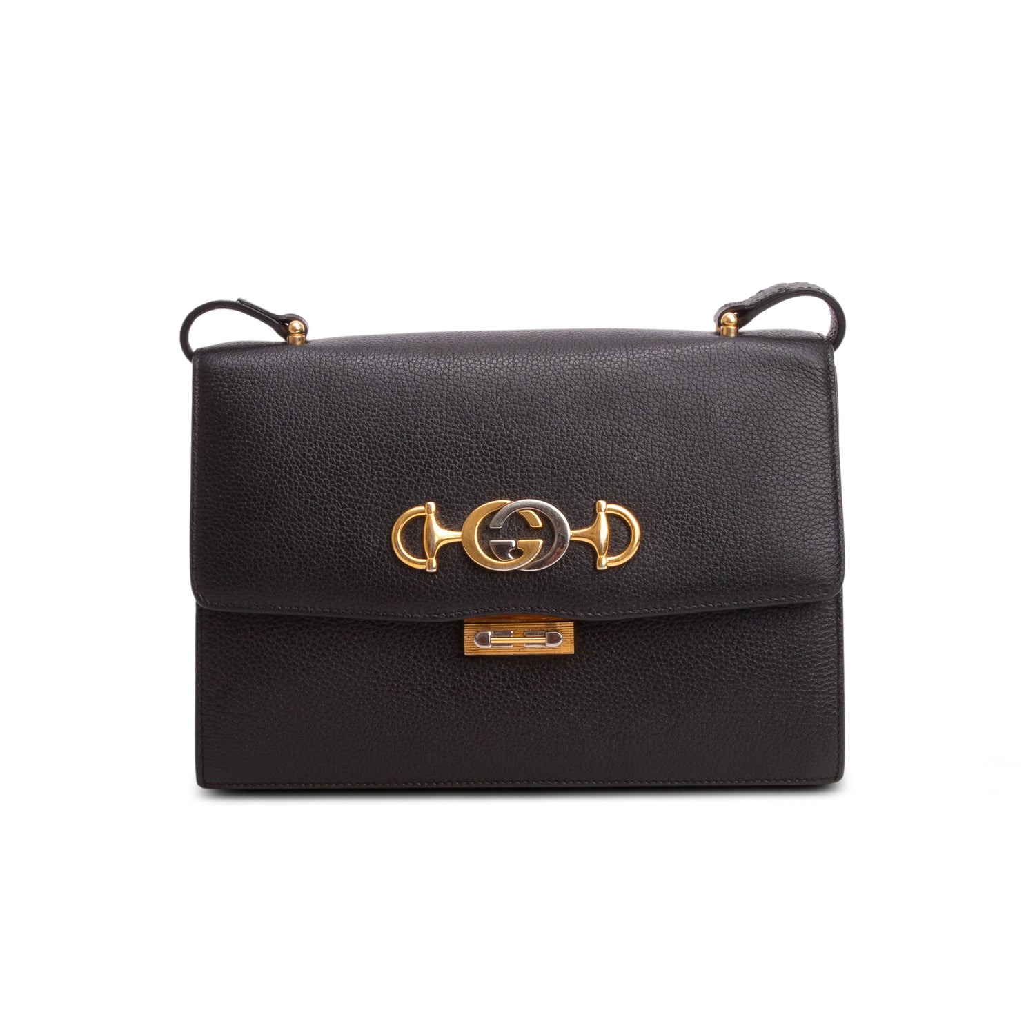 Gucci Black Grainy Calfskin Leather Small Zumi Shoulder Bag