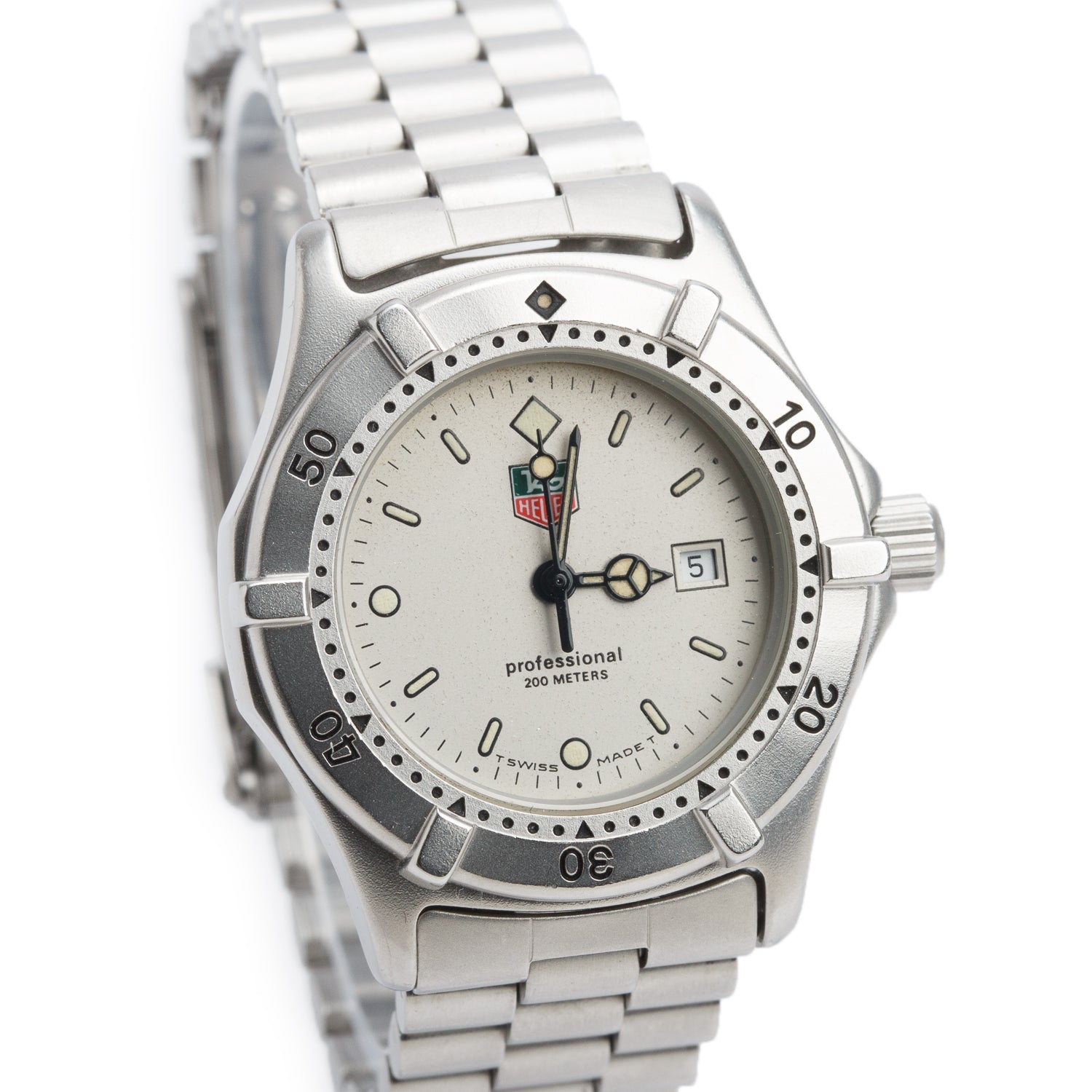 Tag Heuer Stainless Steel Professional 2000 30 MM Quartz Watch Silver Dial 962 21