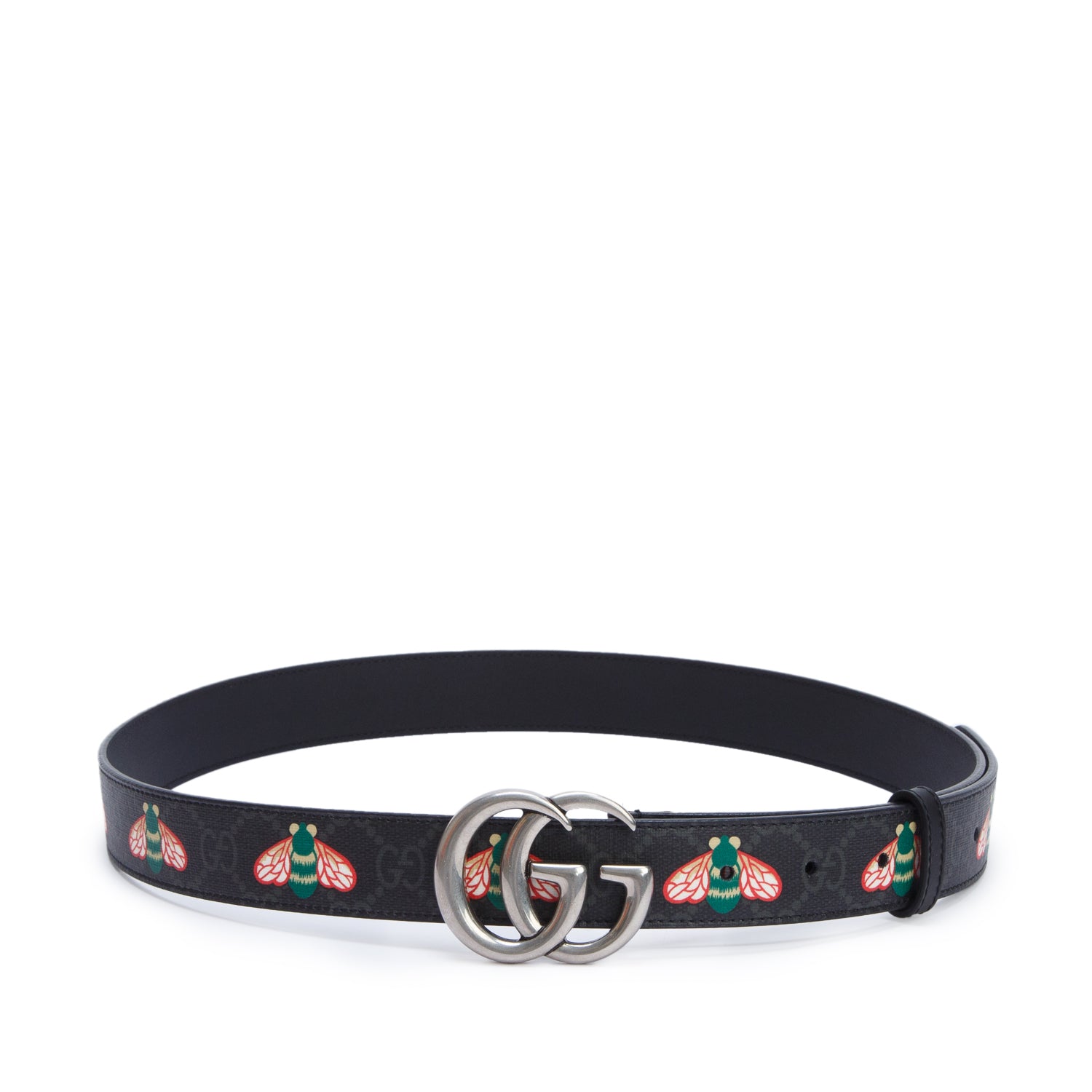 Gucci Black GG Supreme Canvas Bee Interlocking G Belt 95 38 w/ Box