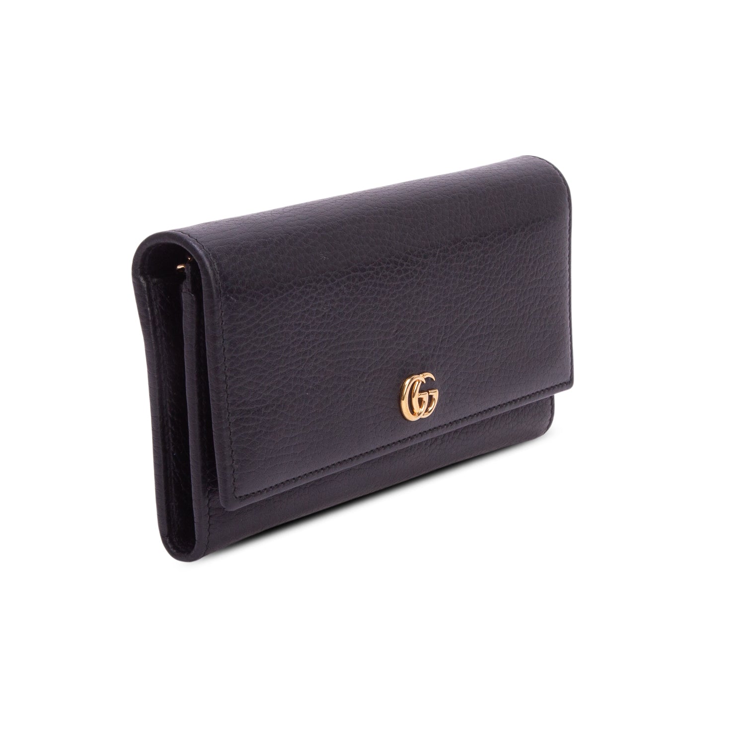 Gucci Black Dollar Calfskin Petite GG Marmont Wallet Chain Bag