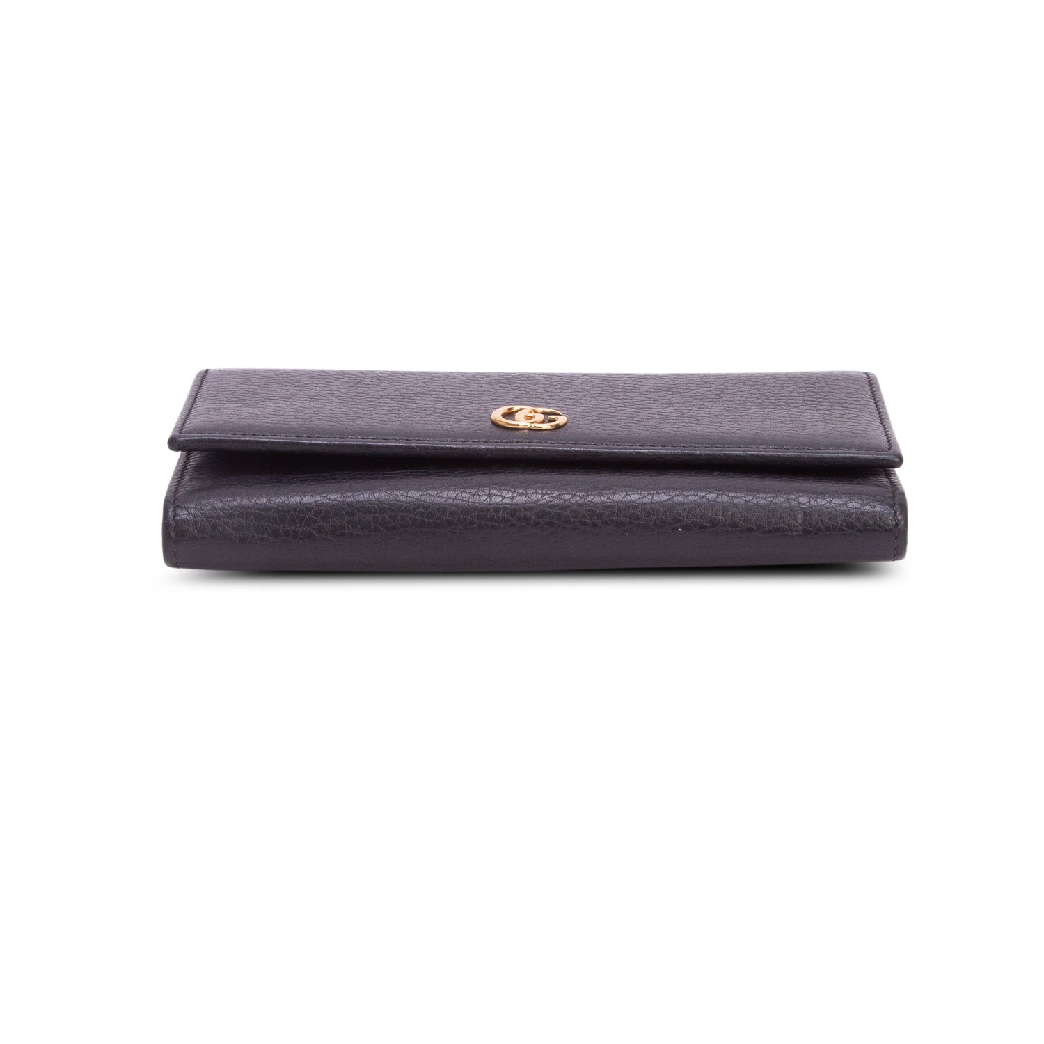 Gucci Black Dollar Calfskin Petite GG Marmont Wallet Chain Bag