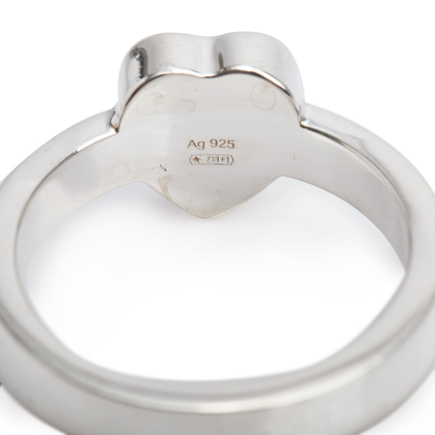 Gucci Sterling Silver Trademark Heart Ring, Size 16 7.5
