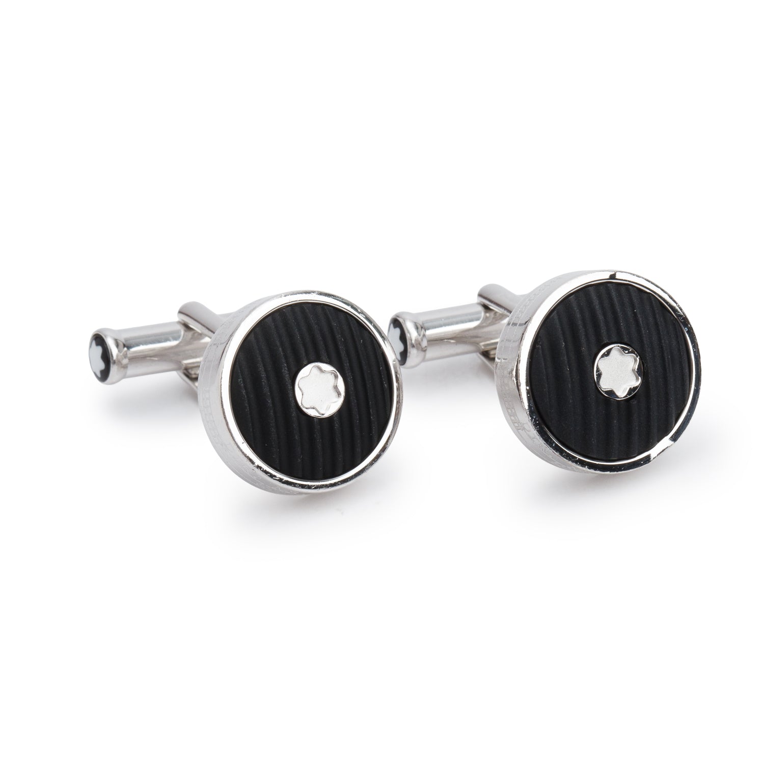 Montblanc Stainless Steel Black Resin Star Cufflinks