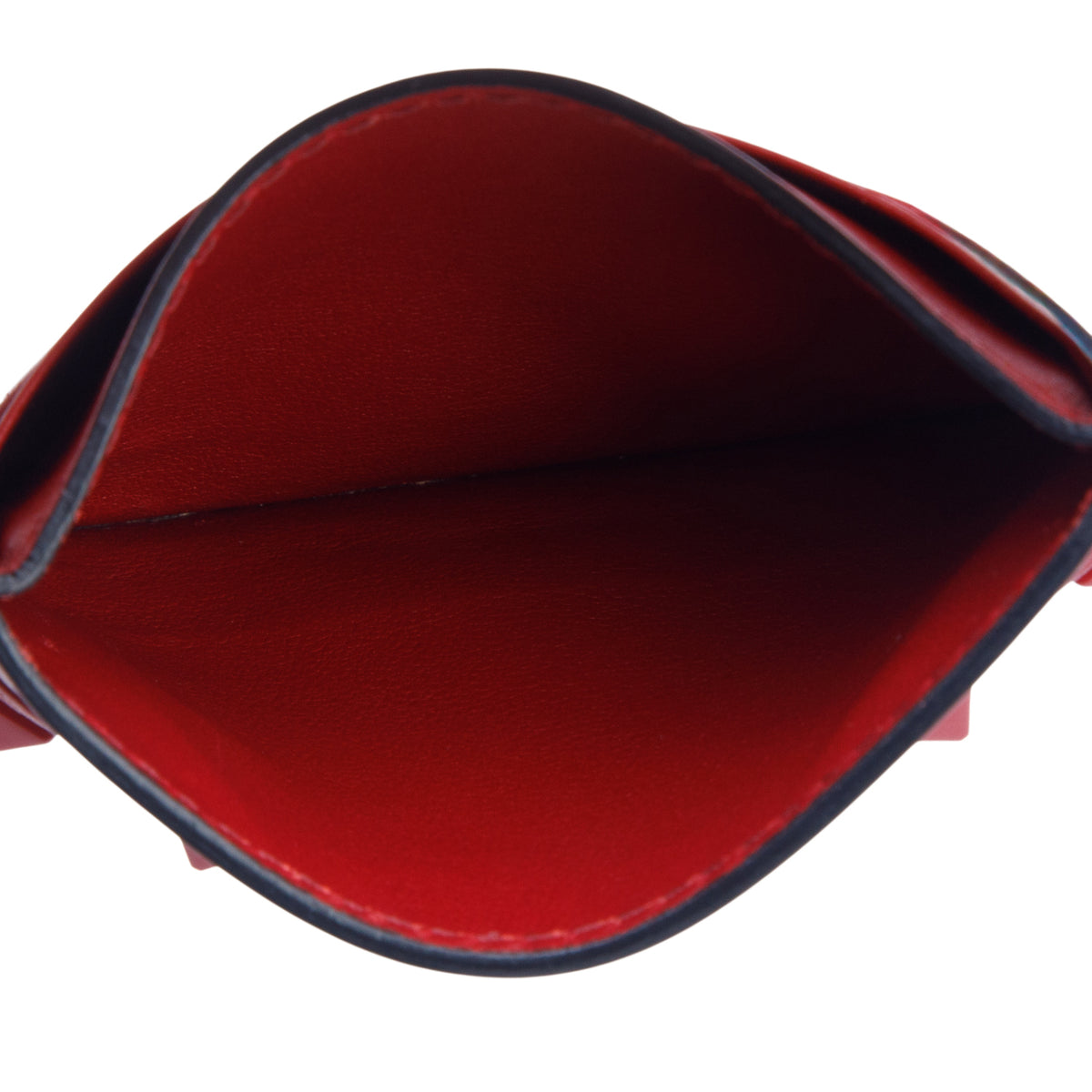 Valentino Red Calfskin Monochrome Rockstud Card Holder