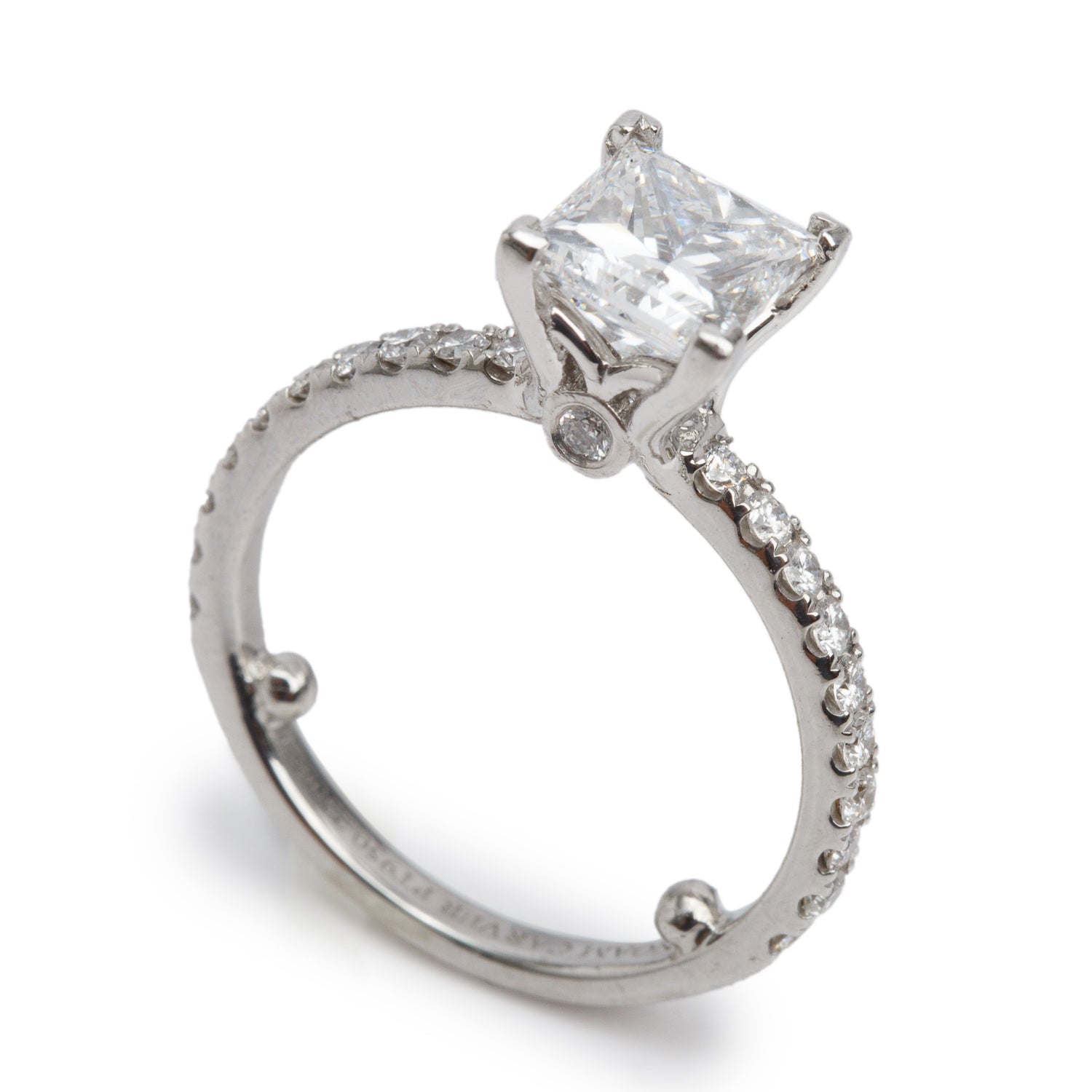 Platinum 1.29 ct. Princess Cut Diamond Engagement Ring, Size 6