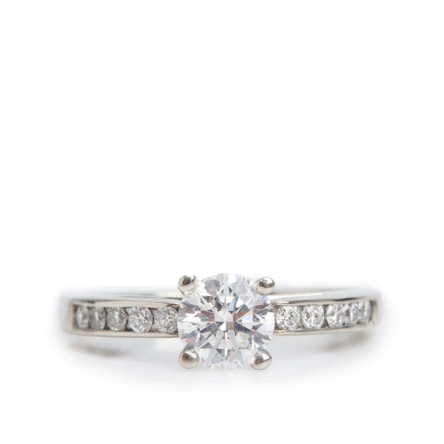14k White Gold 1.07 ct. Round Cut Diamond Engagement Ring, Size 9 w/ GIA Certificate
