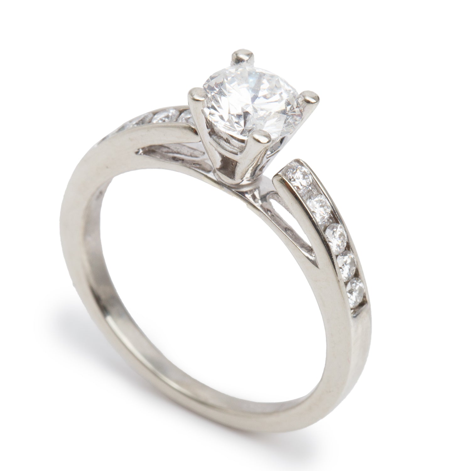 14k White Gold 1.07 ct. Round Cut Diamond Engagement Ring, Size 9 w/ GIA Certificate