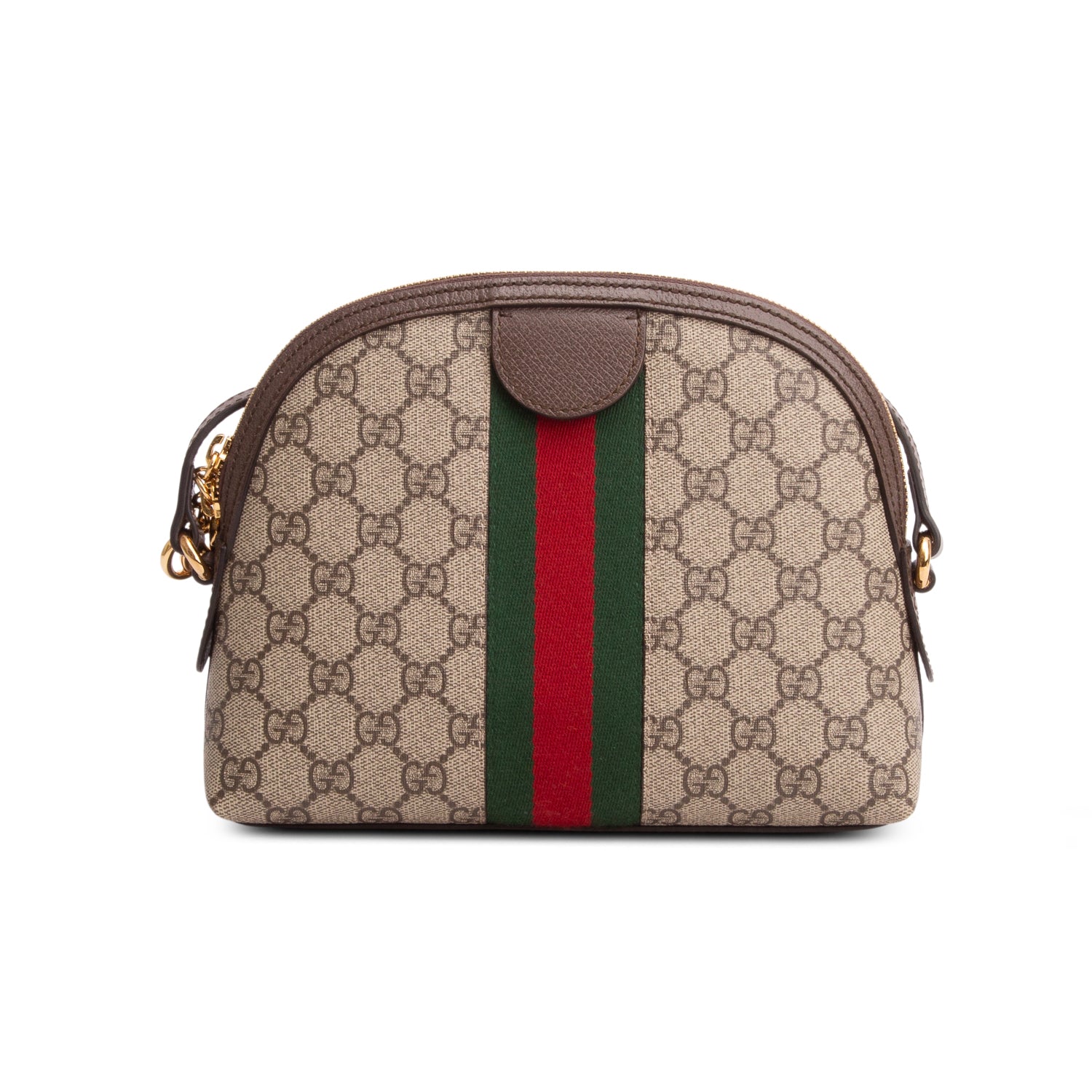 Gucci GG Supreme Monogram Textured Dollar Calfskin Web Small Ophidia Dome Shoulder Bag w/ Box