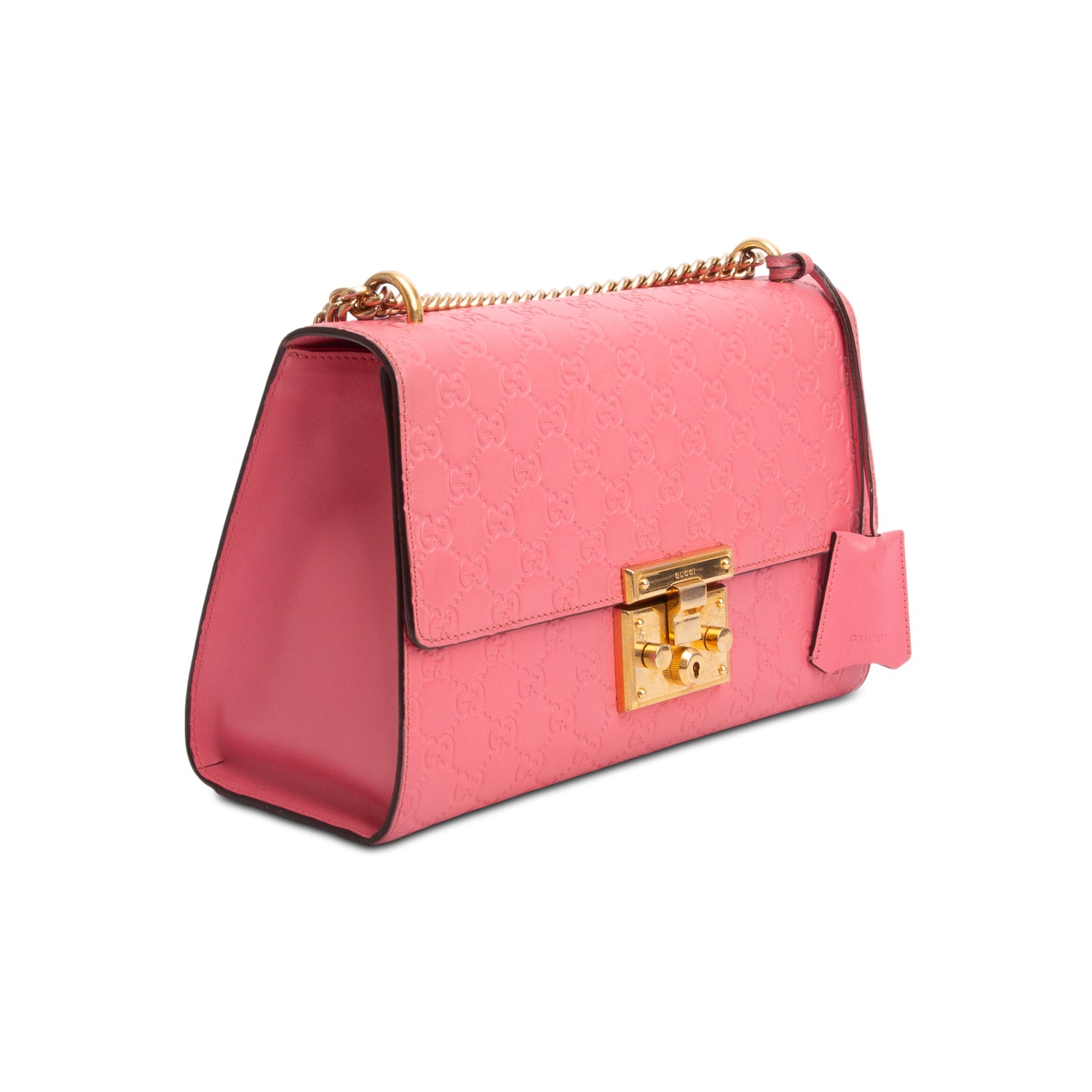 Gucci Pink GG Signature Leather Medium Padlock Shoulder Bag