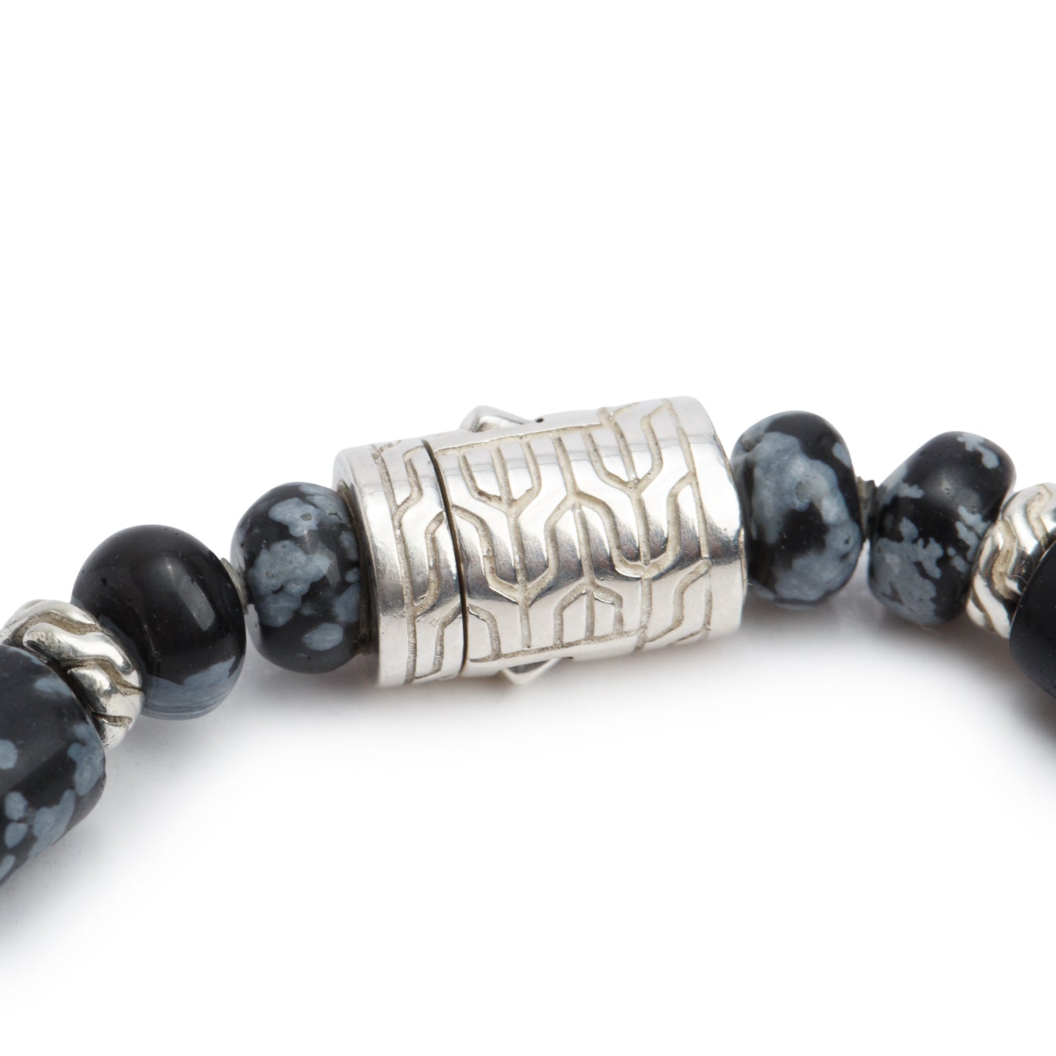 John Hardy Sterling Silver Classic Chain Snowflake Obsidian Bead Bracelet