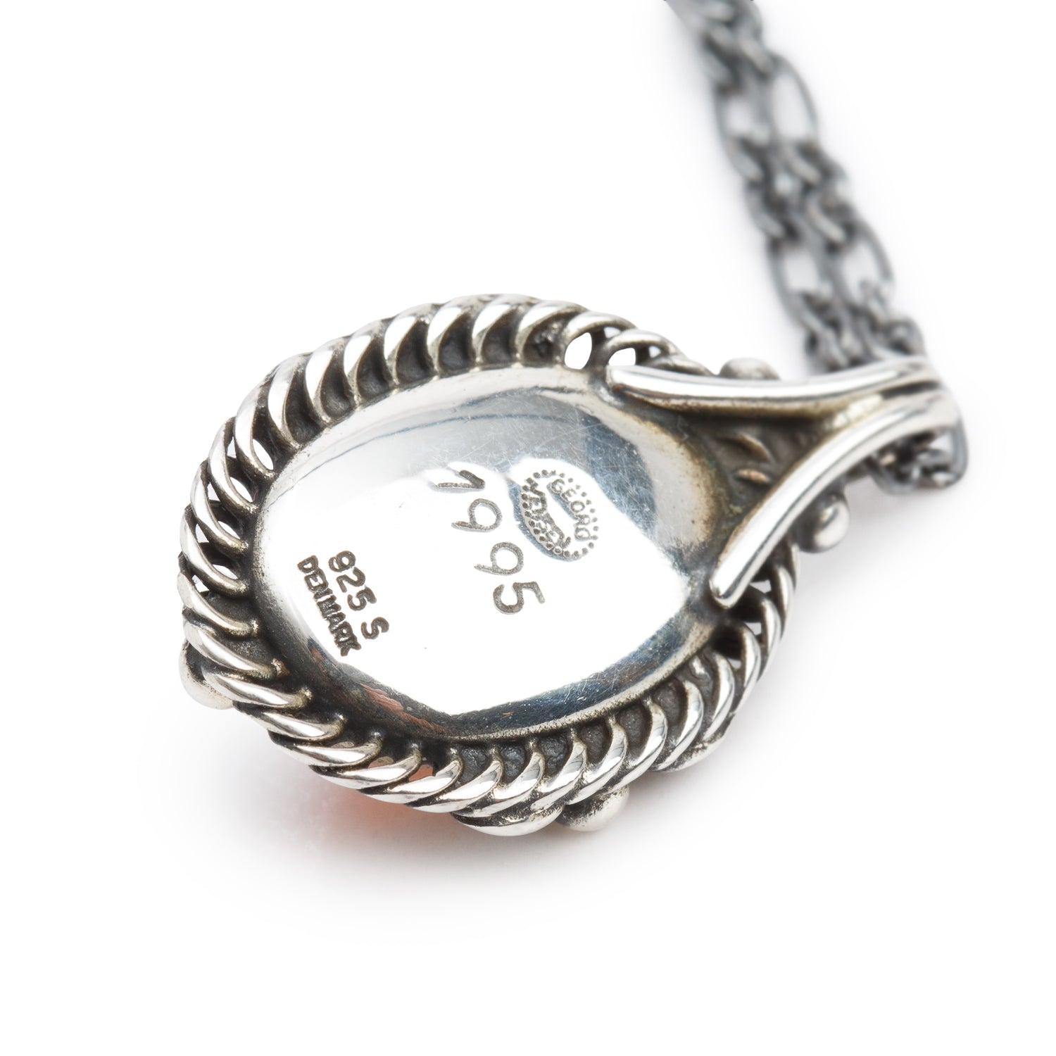 Georg Jensen Sterling Silver Amber 1995 Pendant Necklace