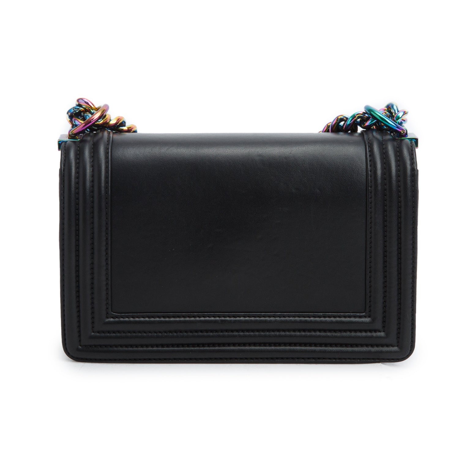 Chanel Iridescent Metal Black Lambskin Leather LED Small Boy Bag w/ Box & Authenticity Card