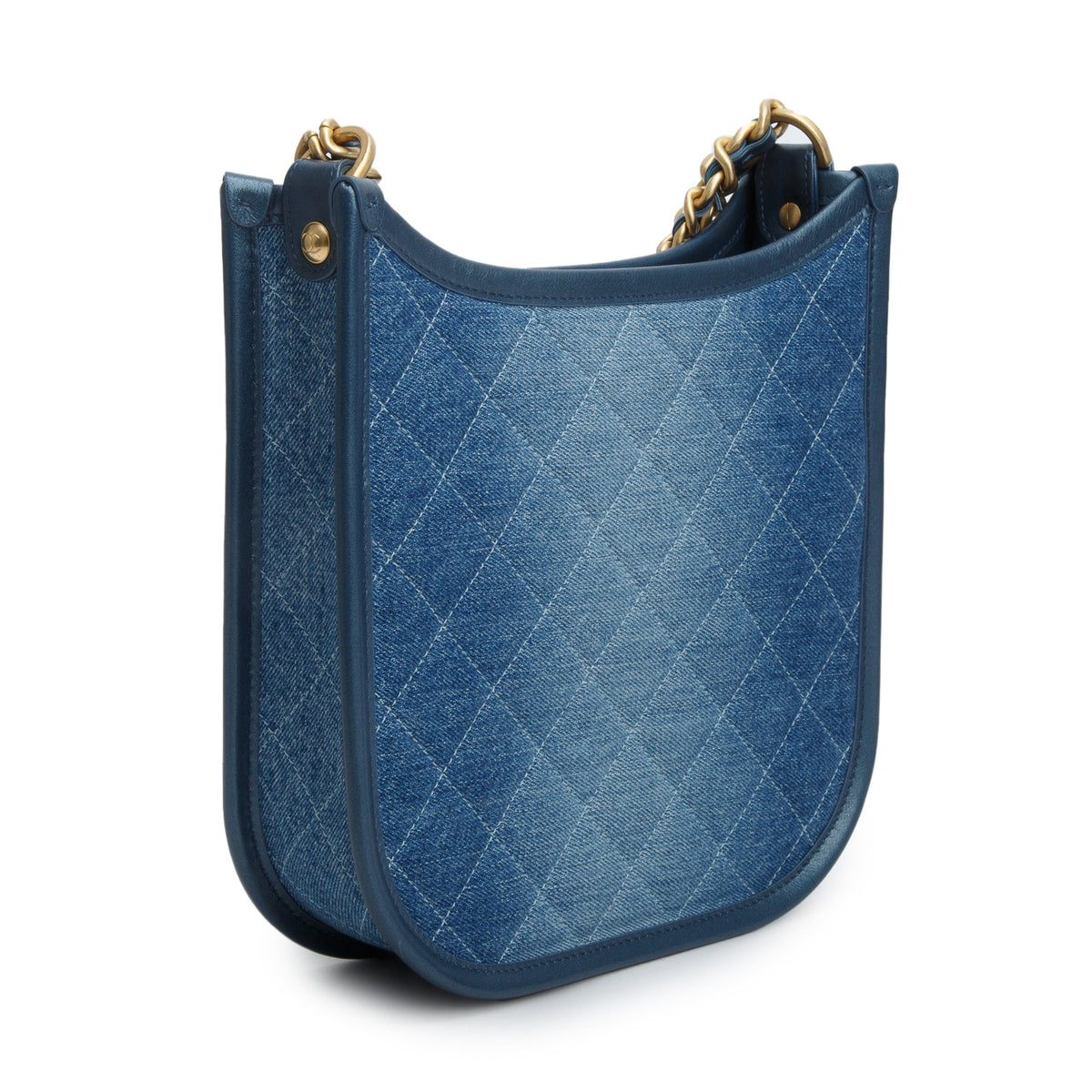 Chanel 2024 Blue Washed Denim Quilted Small Hobo w/ Box & Receipt