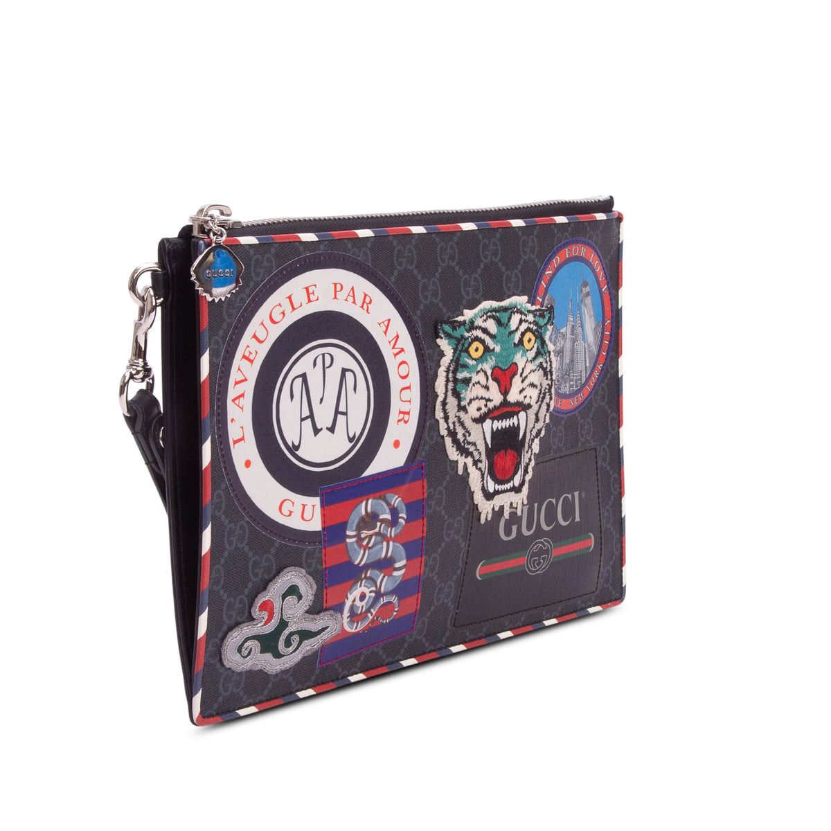 Gucci Black GG Supreme Monogram Courrier Documents Holder w/ Box