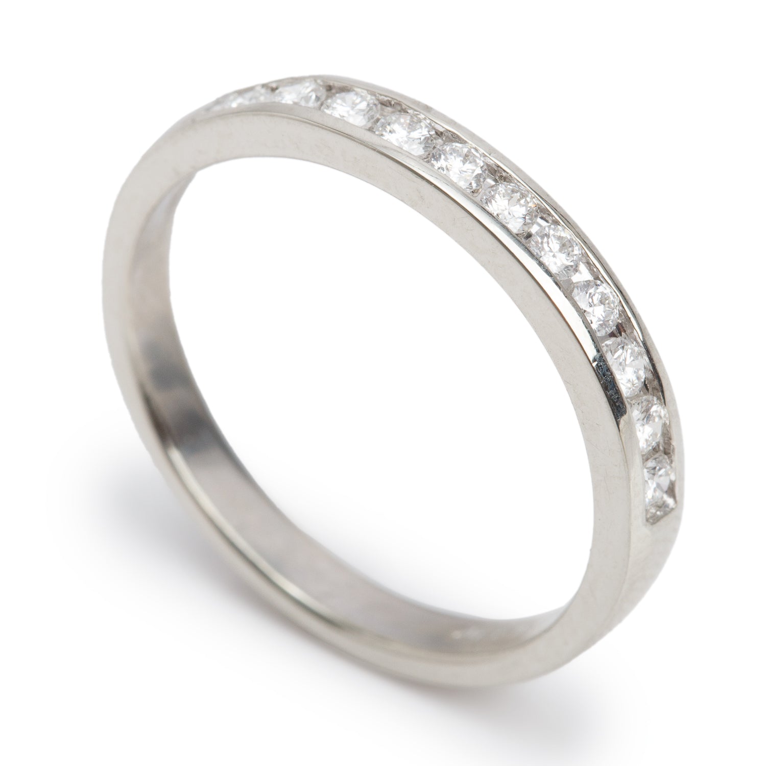 14k White Gold 0.33 tcw. Diamond Half Eternity Wedding Band Ring, Size 9