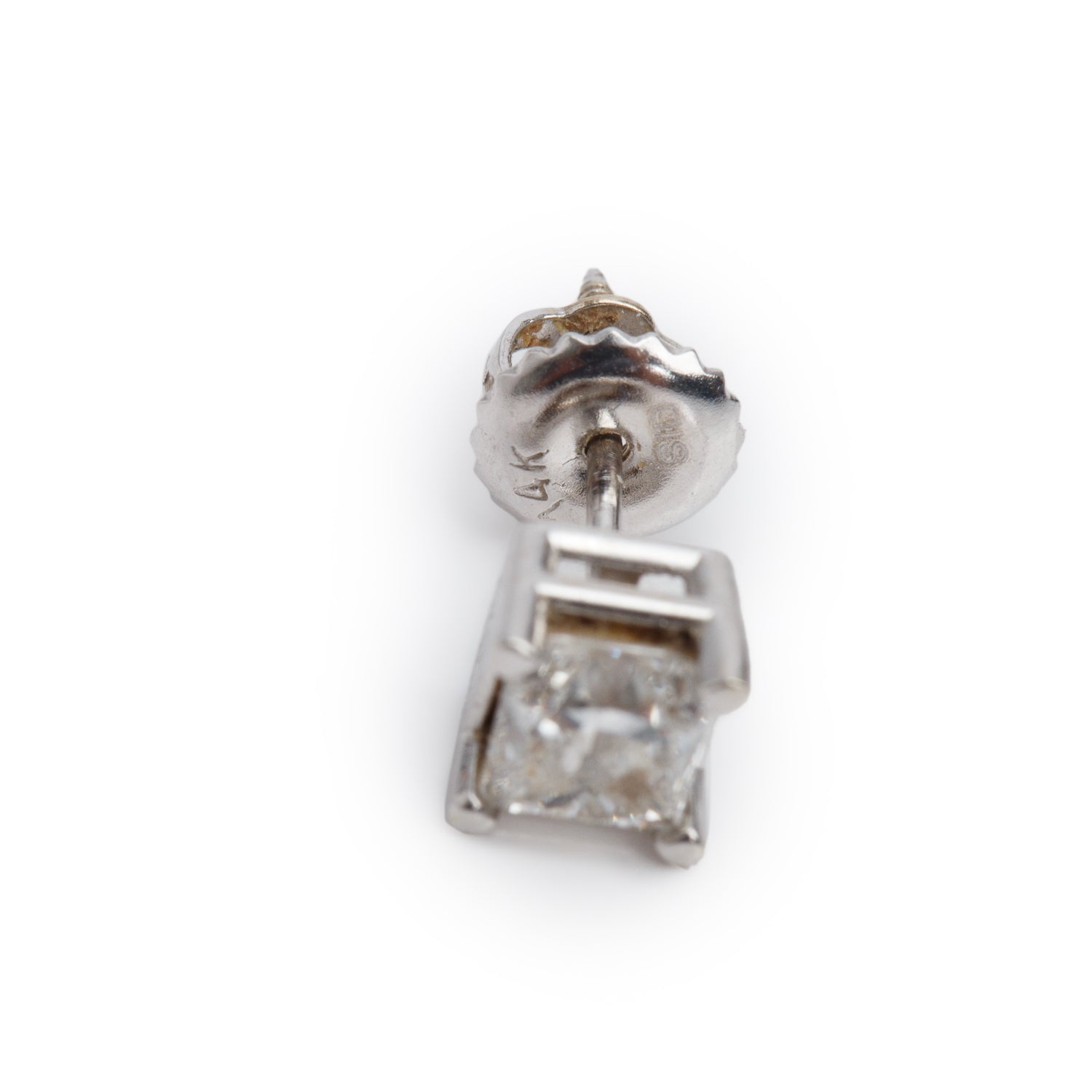 14k White Gold 1.04 tcw. Princess Cut Diamond Stud Earrings