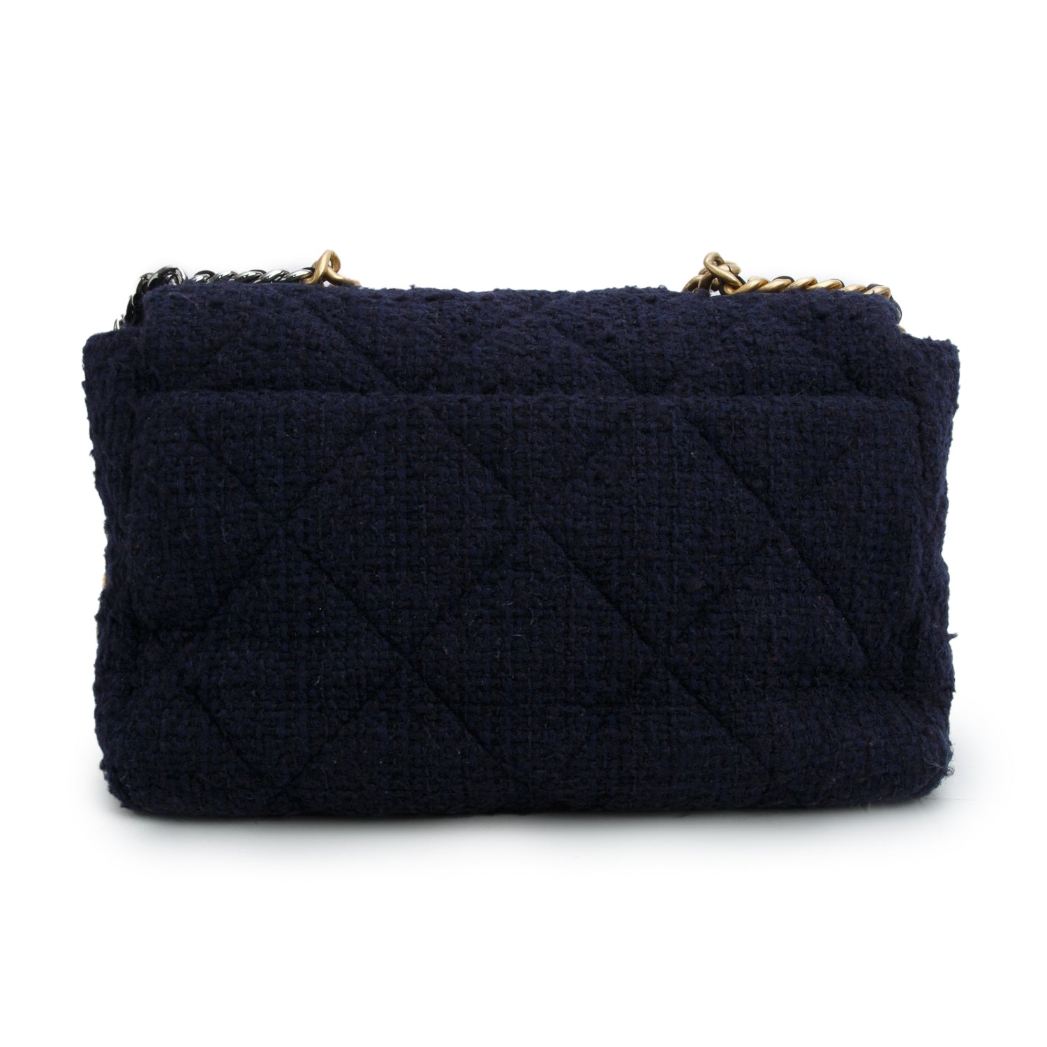 Chanel 2020 Navy Tweed Quilted Maxi Chanel 19 Flap