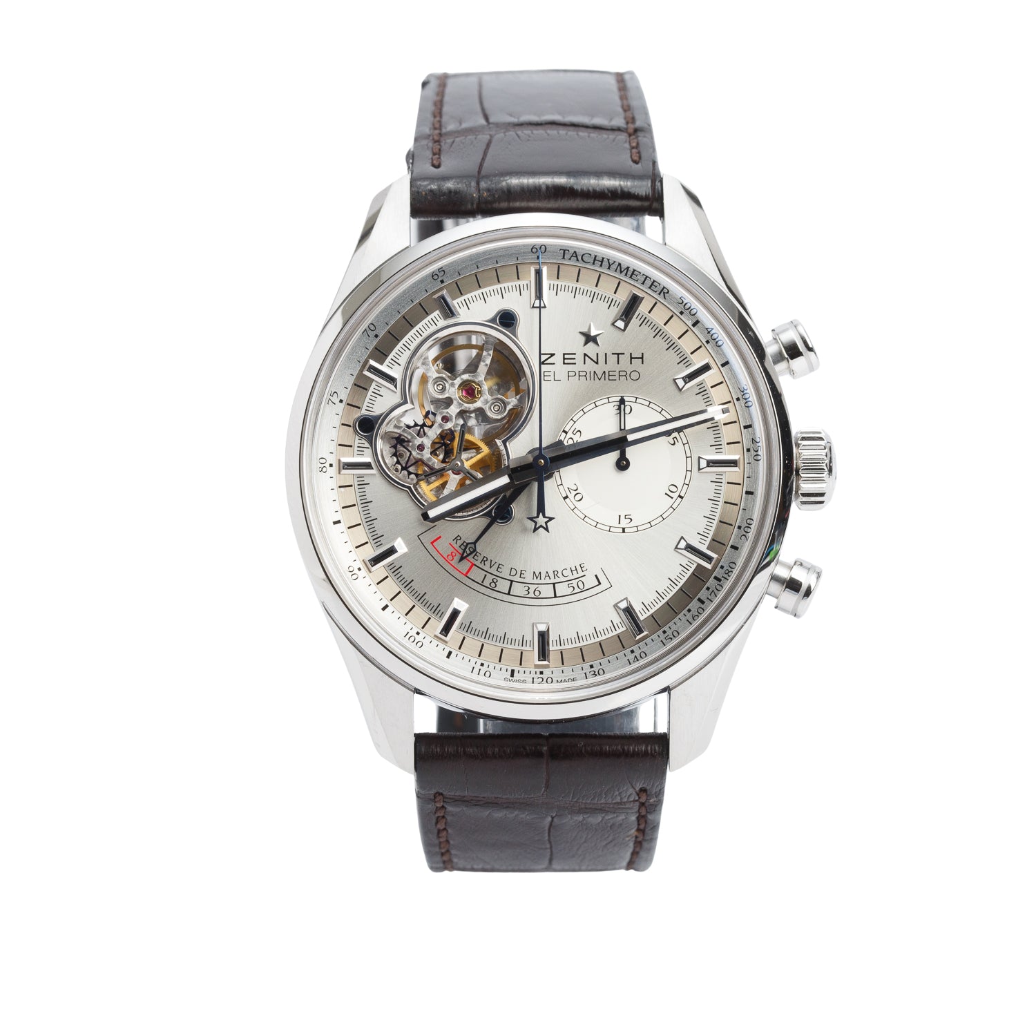 Zenith Stainless Steel El Primero Chronomaster 42 MM Automatic Chronograph Watch Silver Dial w/ Box