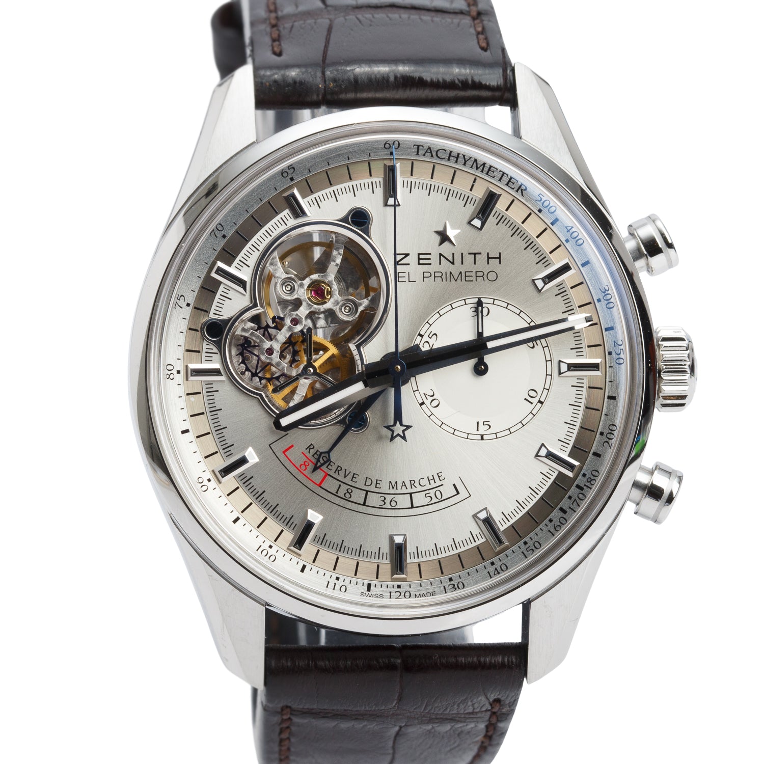 Zenith Stainless Steel El Primero Chronomaster 42 MM Automatic Chronograph Watch Silver Dial w/ Box