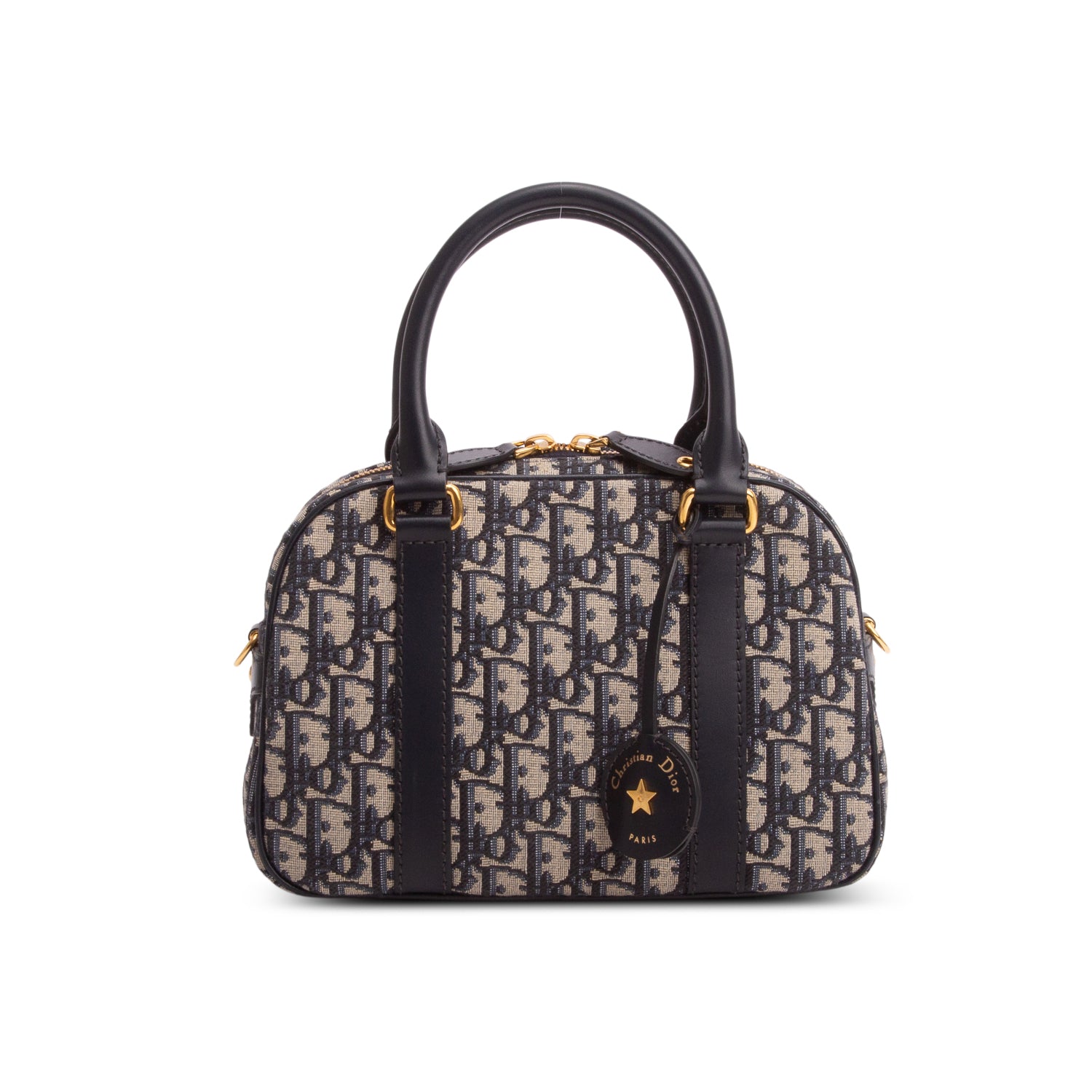 Christian Dior 2024 Navy Oblique Medium D-Vibe Bowling Bag