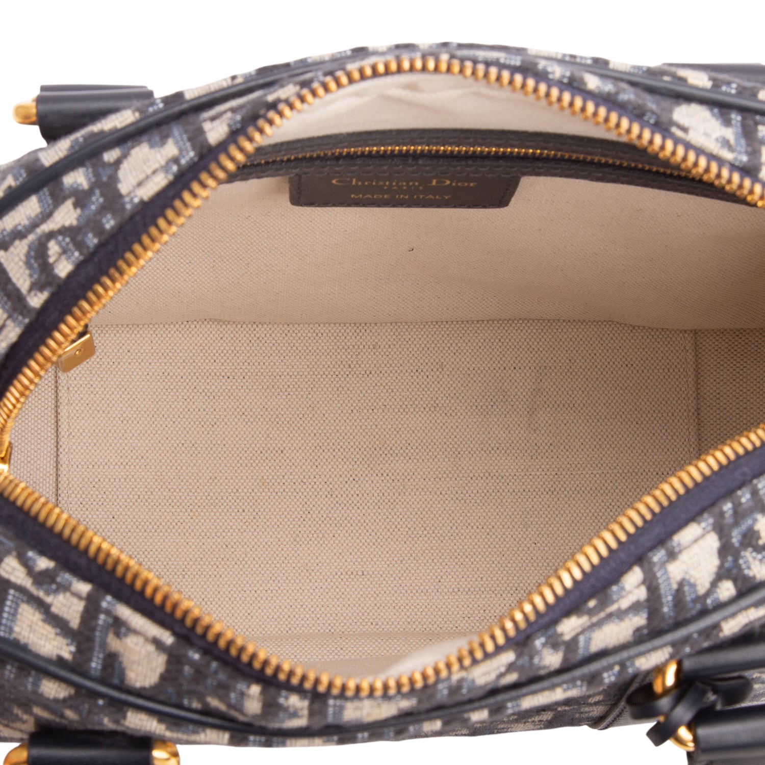 Christian Dior 2024 Navy Oblique Medium D-Vibe Bowling Bag
