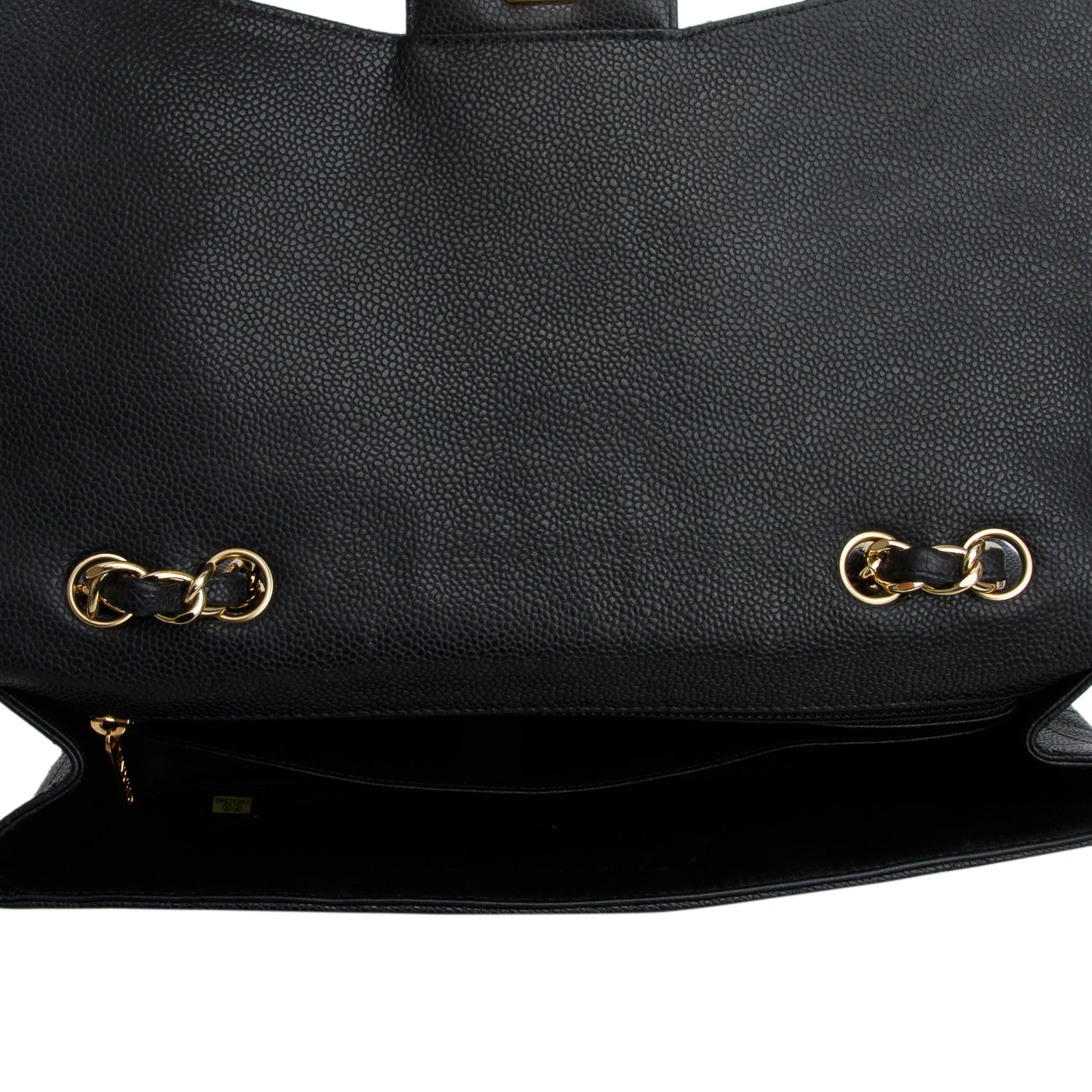 Chanel Black Caviar Classic Jumbo Single Flap Bag w/ Authenticity Card