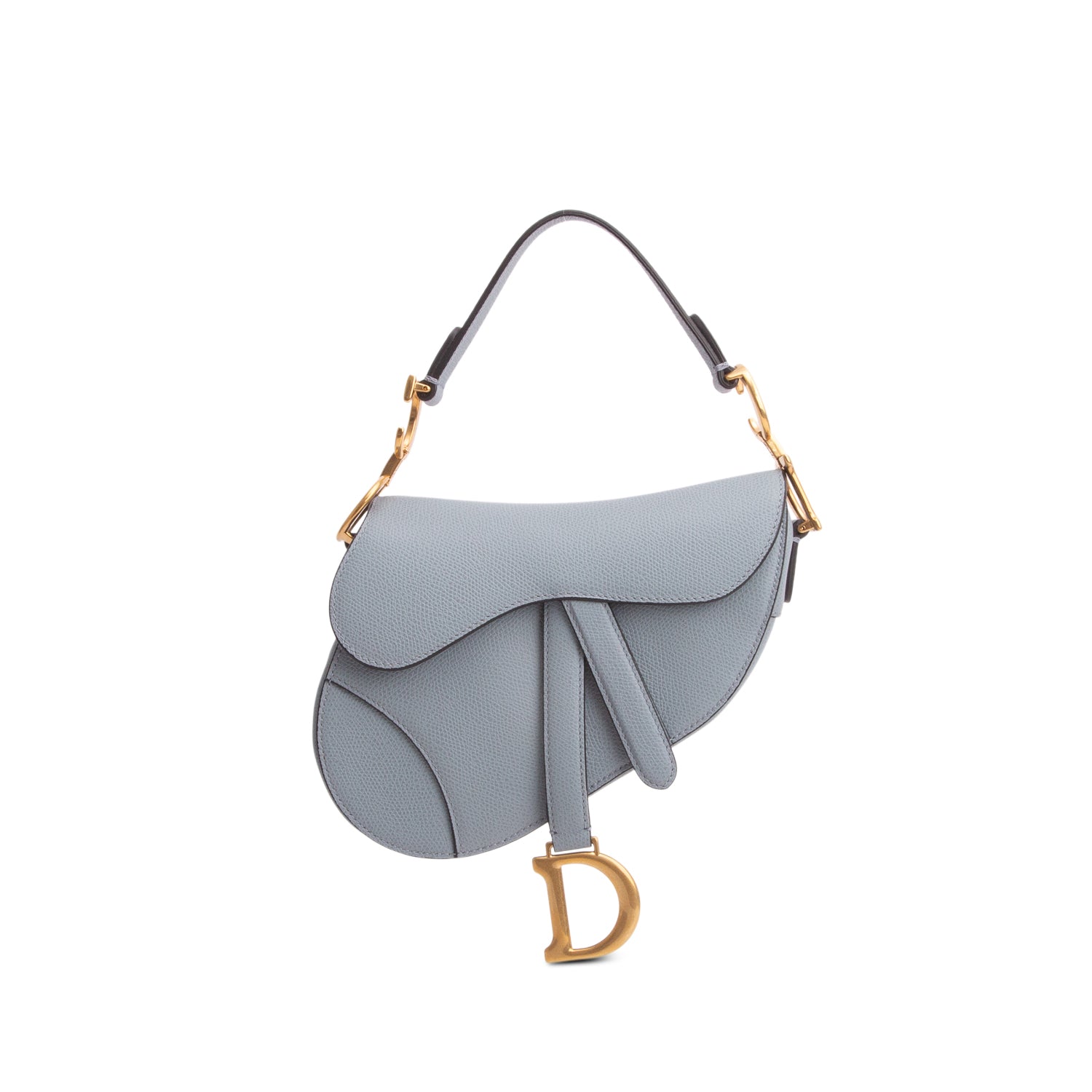 Christian Dior Blue Grained Calfskin Mini Saddle Bag