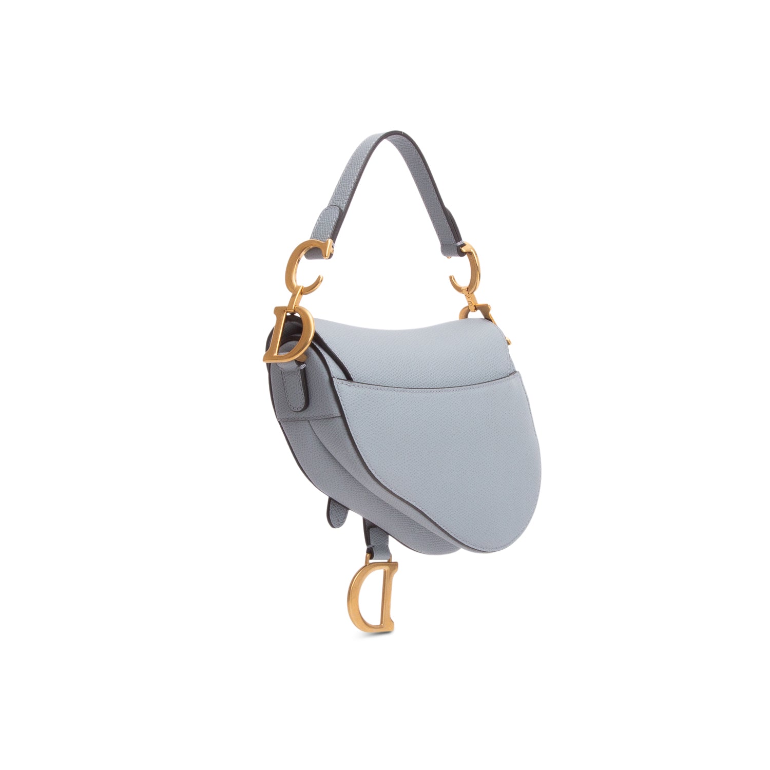 Christian Dior Blue Grained Calfskin Mini Saddle Bag
