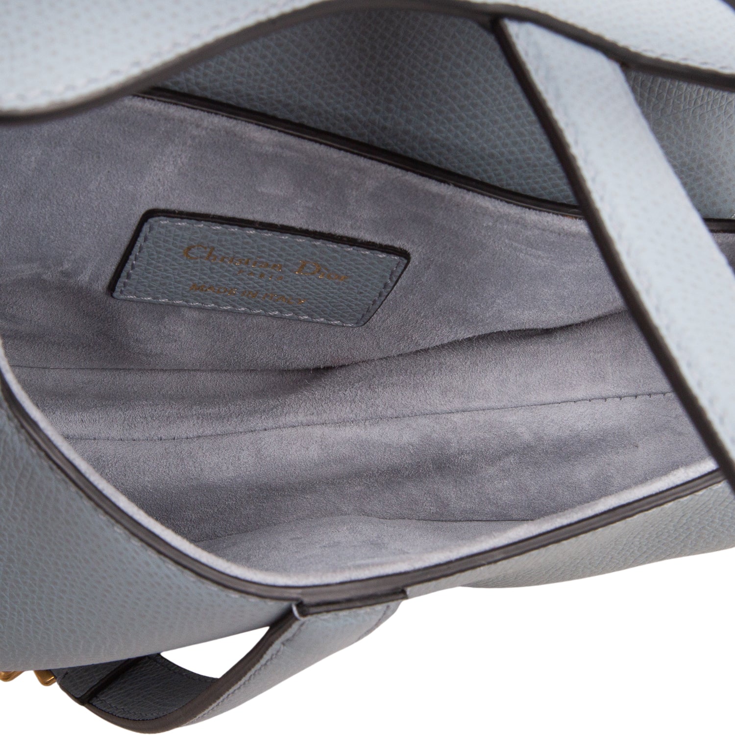 Christian Dior Blue Grained Calfskin Mini Saddle Bag