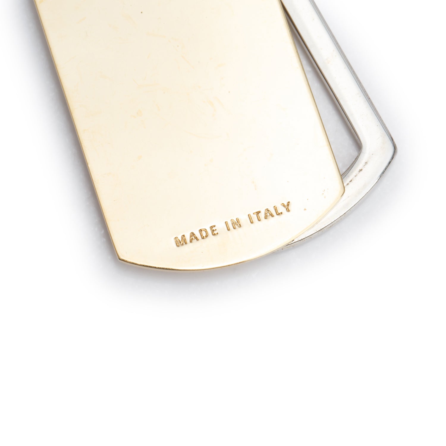Dolce & Gabbana Gold & Silver Plated Metal Dog Tag Pendant Leather Necklace w/ Box