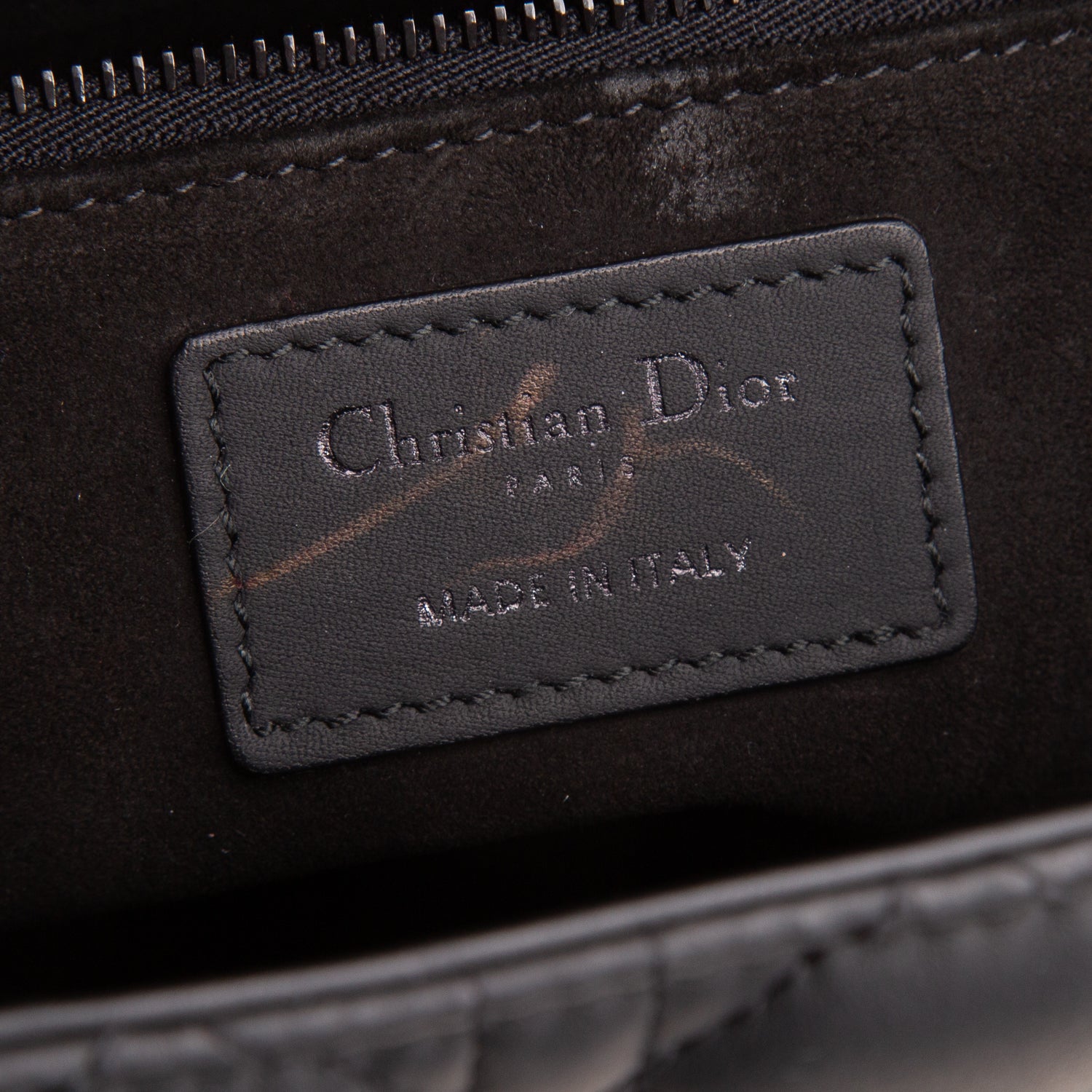 Christian Dior Black Ultra Matte Calfskin Cannage Medium Lady Dior w/ Authenticity Card & Strap