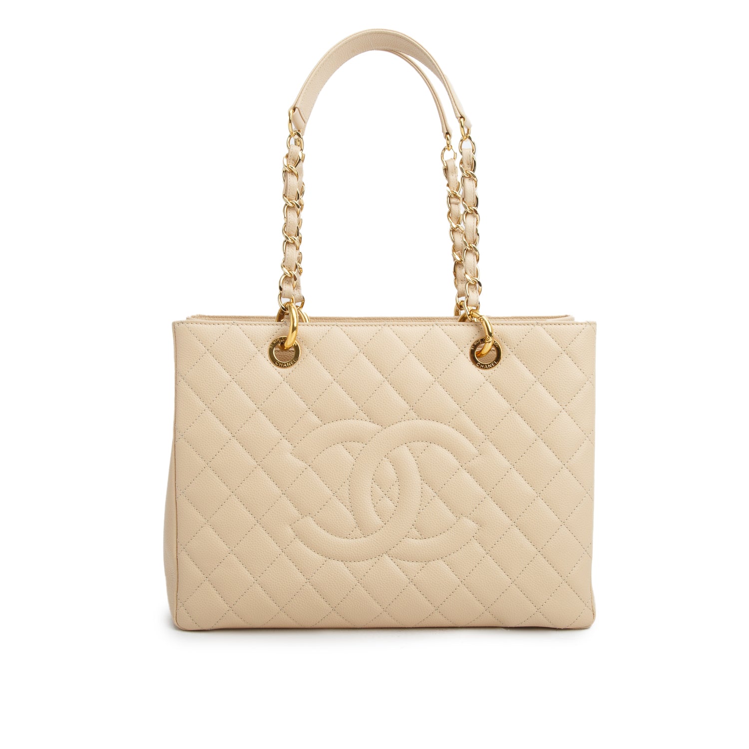 Chanel Beige Caviar Leather Grand Shopping Tote (GST) w/ Box & Authenticity Card