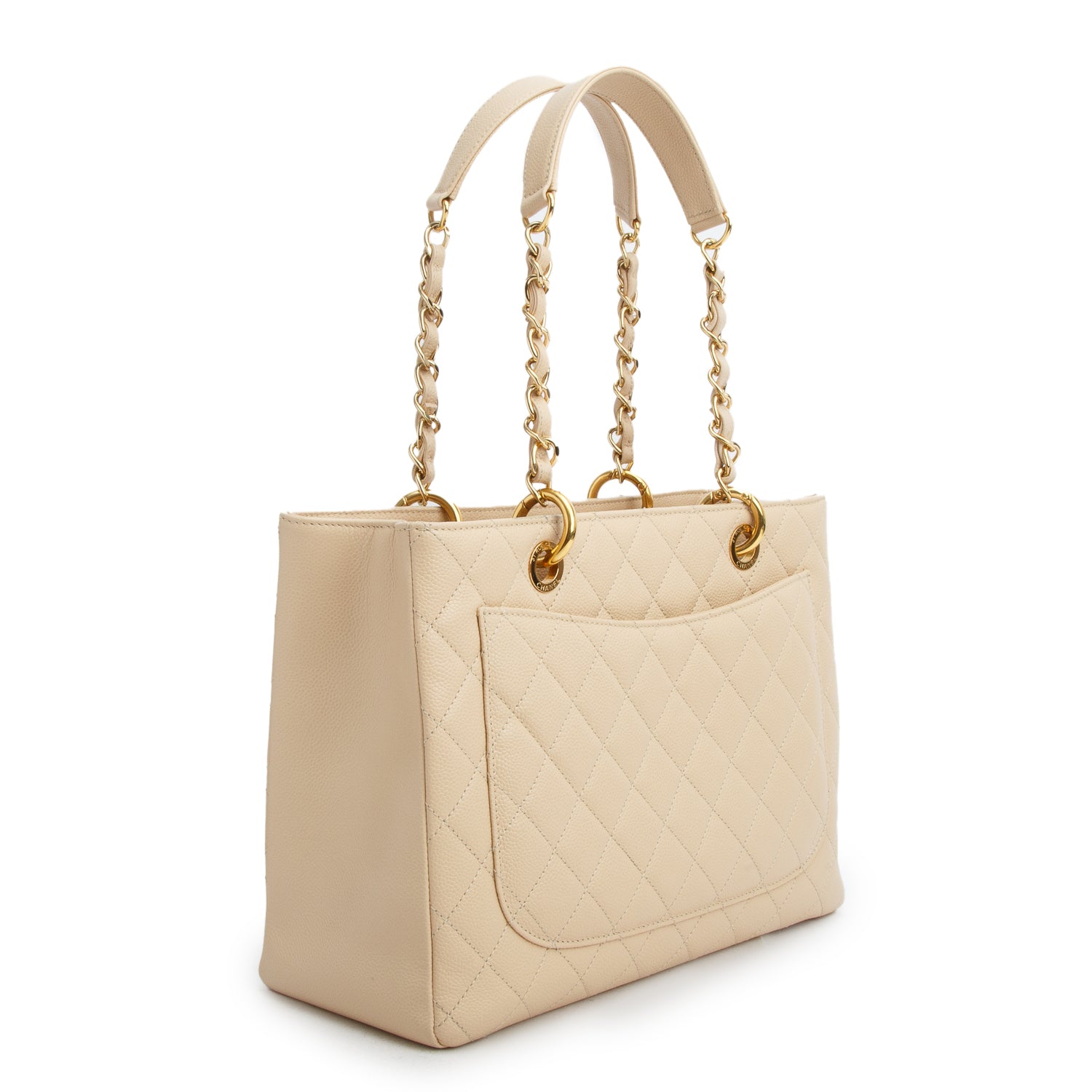 Chanel Beige Caviar Leather Grand Shopping Tote (GST) w/ Box & Authenticity Card