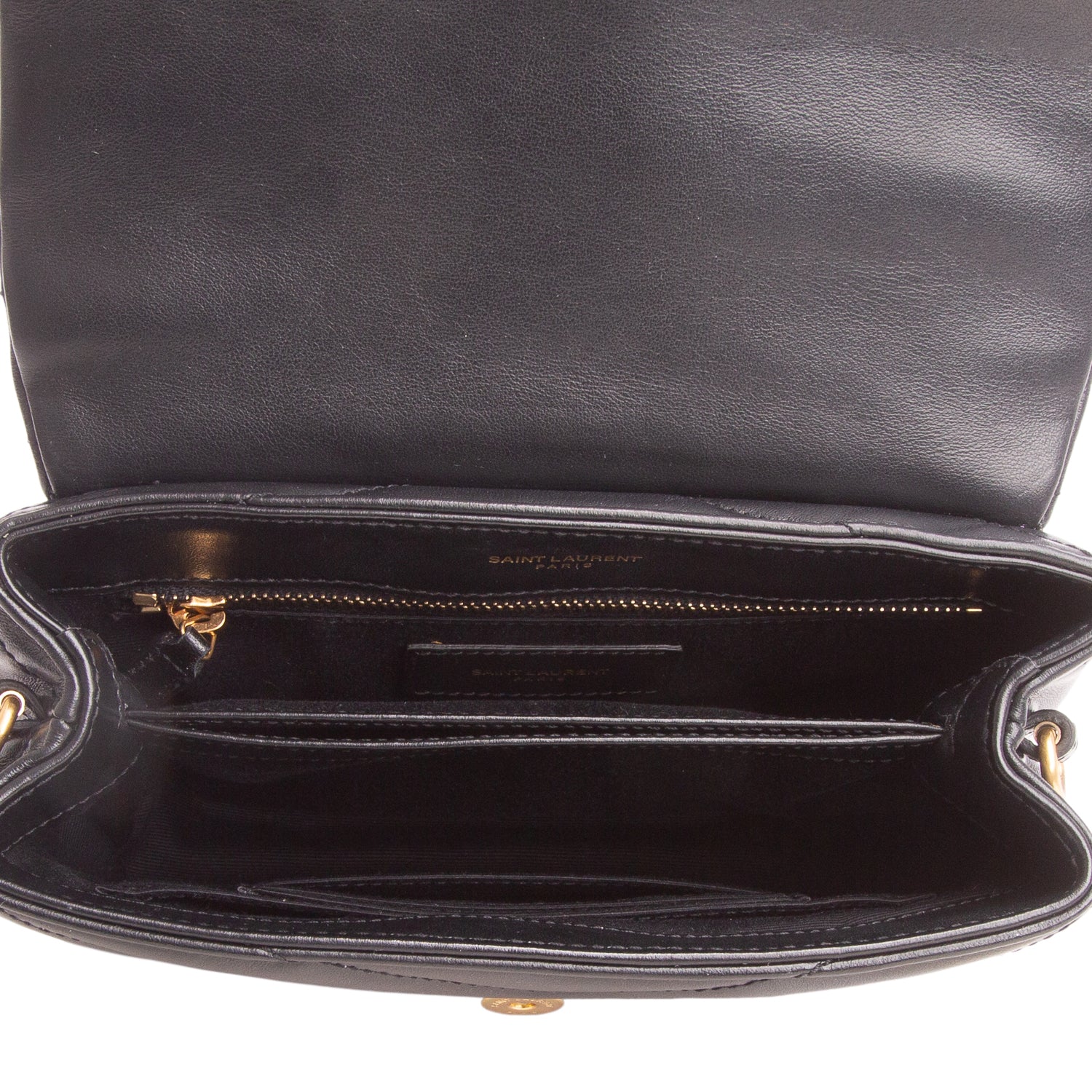 Saint Laurent Black Calfskin Y Quilted Monogram Toy Loulou Crossbody Bag w/ Box