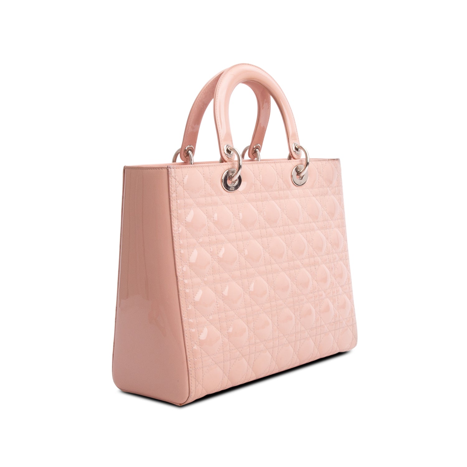 Christian Dior Pink Cannage Patent Leather Large Lady Dior w/ Strap