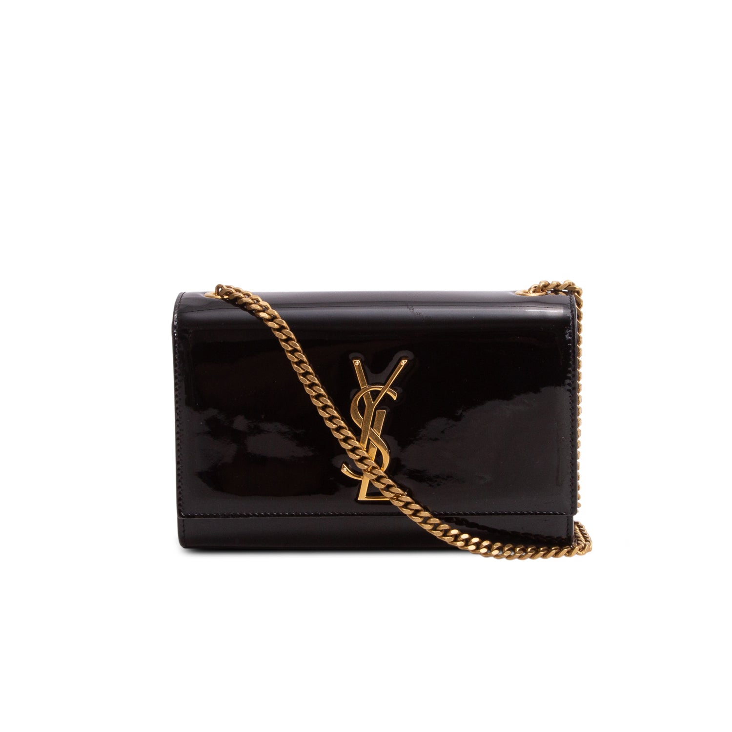 Saint Laurent Black Patent Leather Small Kate Chain Bag