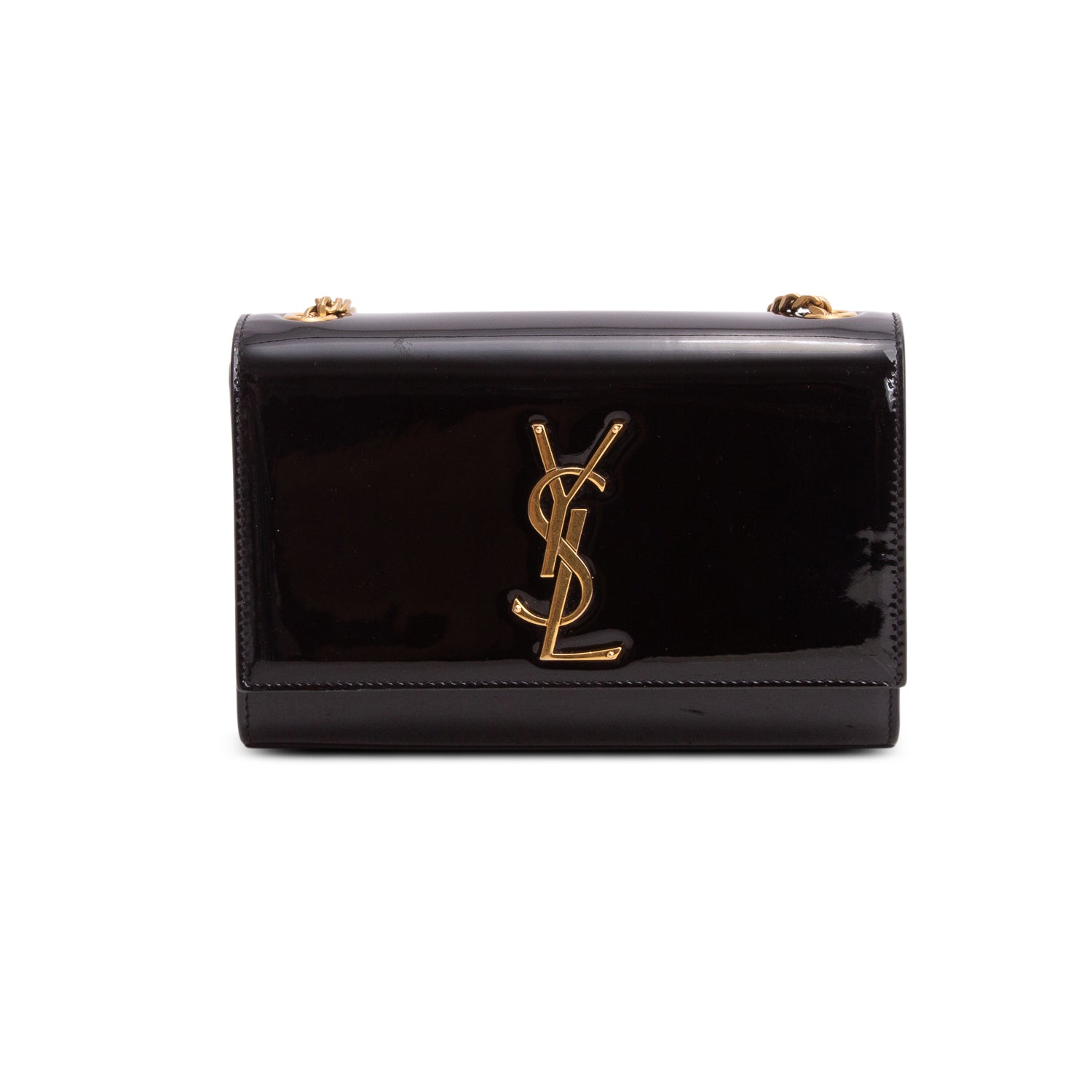 Saint Laurent Black Patent Leather Small Kate Chain Bag